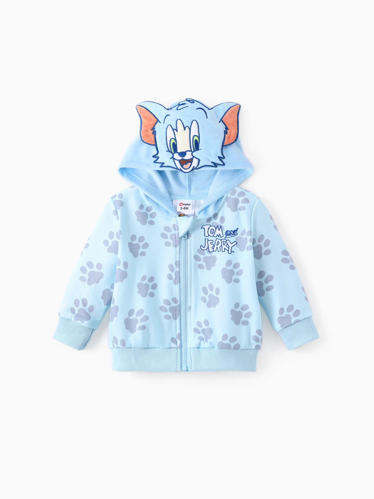 

Tom and Jerry Baby/Toddler 1pc 3D Character Embroidered Hooded Paw/Cheese Allover Print Jacket