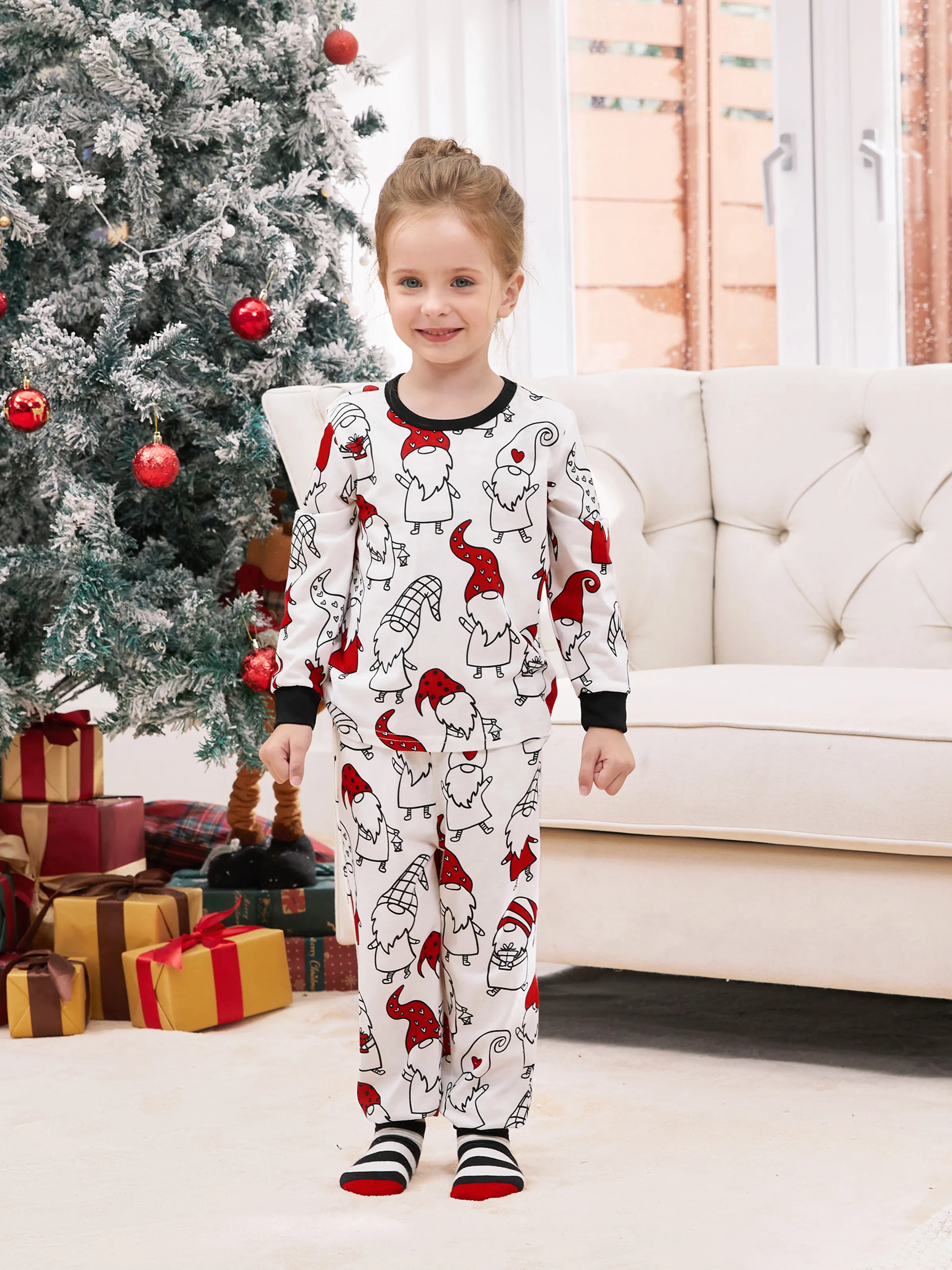 

Christmas Pajamas Family Matching Raglan Sleeves Baking with Gnome Allover Pattern Pajamas Sets