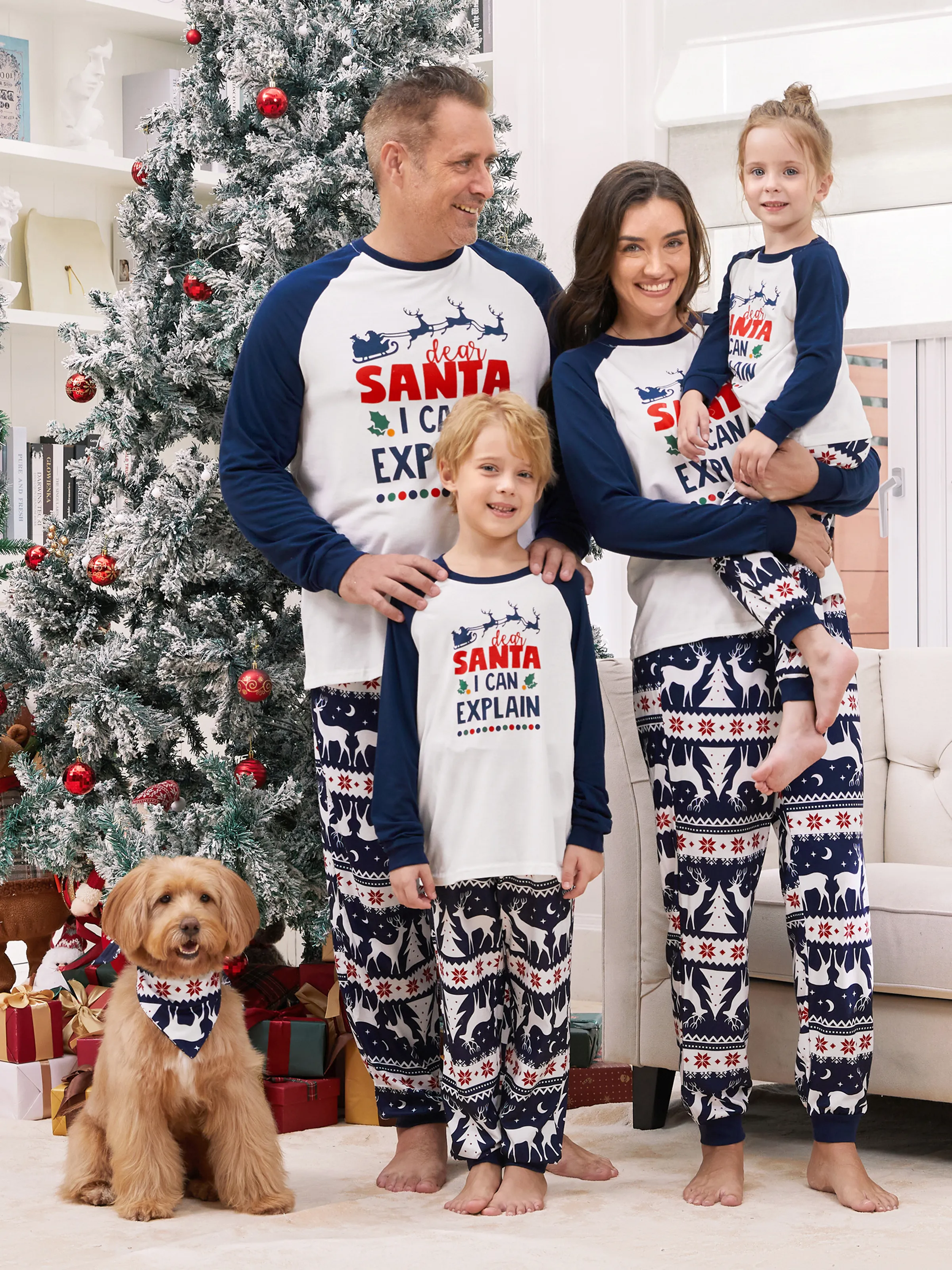 Christmas Pajamas Raglan Sleeves Santa I Can Explain Theme Matching for Family