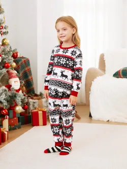 

Christmas Family Matching Reindeer & Snowflake All-over Print Long-sleeve Fleece Pajamas Sets