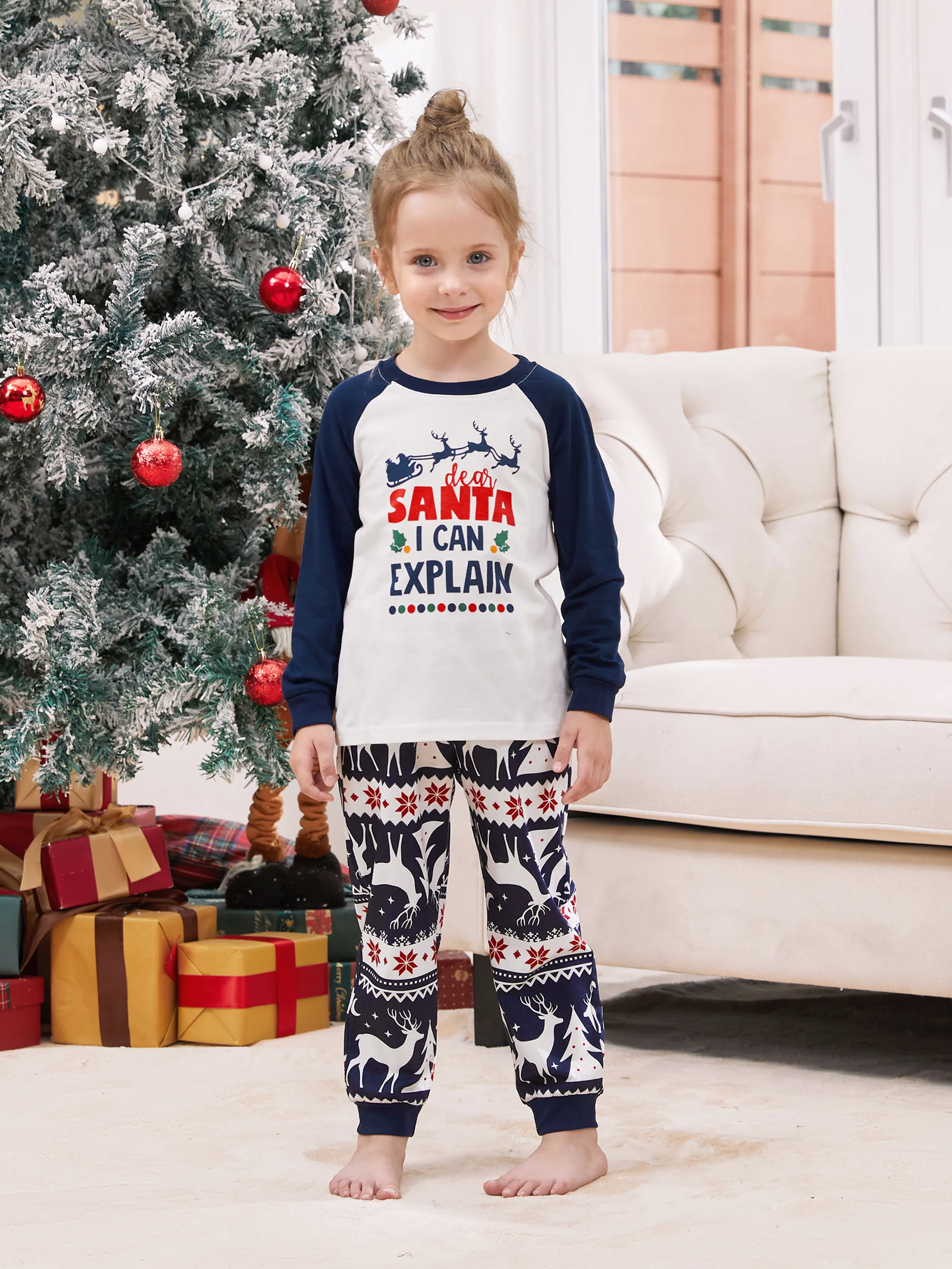 

Christmas Pajamas Raglan Sleeves Santa I Can Explain Theme Matching for Family