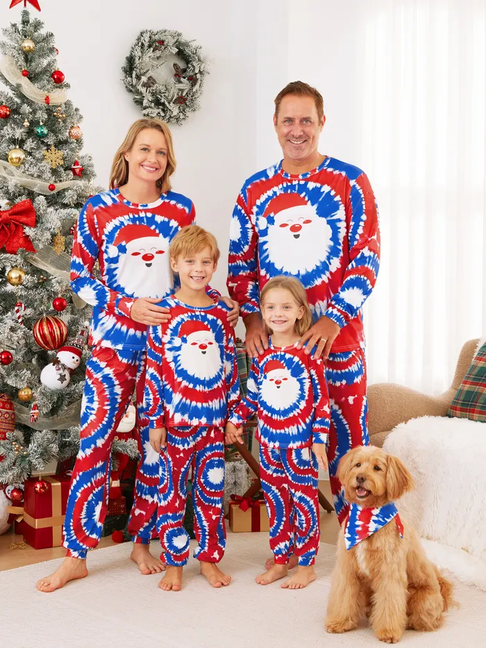 Christmas Family Matching Twirly Tie Dye Santa Claus Pajamas Sets 