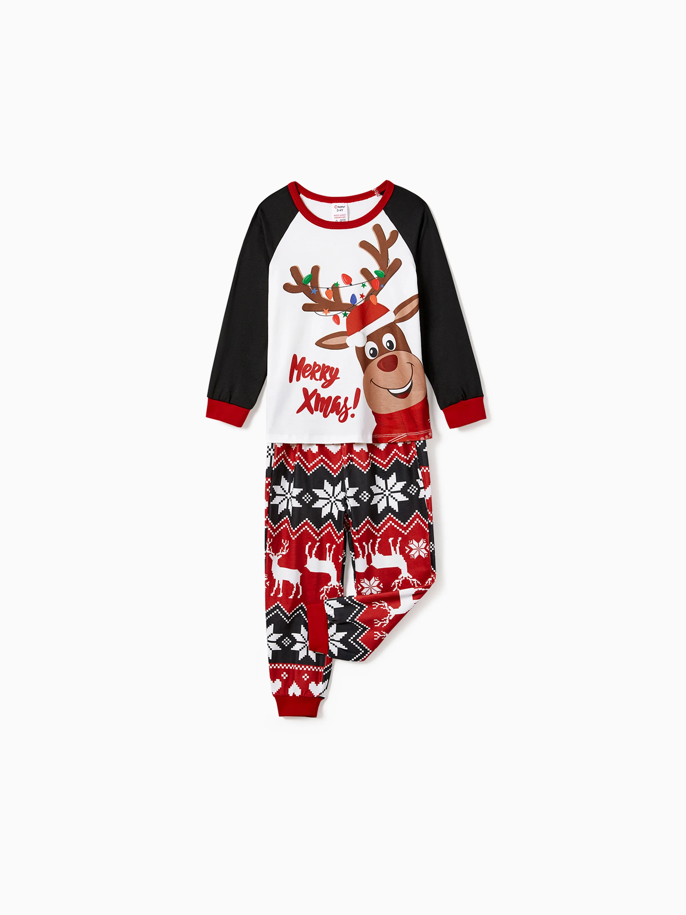 

Sibling Matching Christmas Pajamas Reindeer Pattern Raglan Sleeves