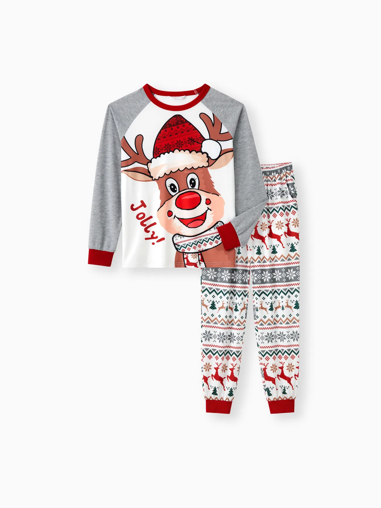 

Matching Couple Outfits Christmas Pajamas Raglan Sleeves Cartoon Reindeer Graphic Allover Pattern Pants PJs Sets