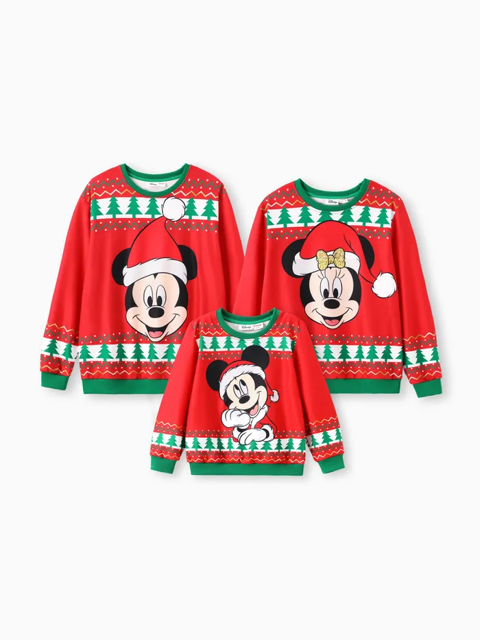 Disney Mickey and Friends Family matching 1pc Christmas Pattern Colorblock Top 
