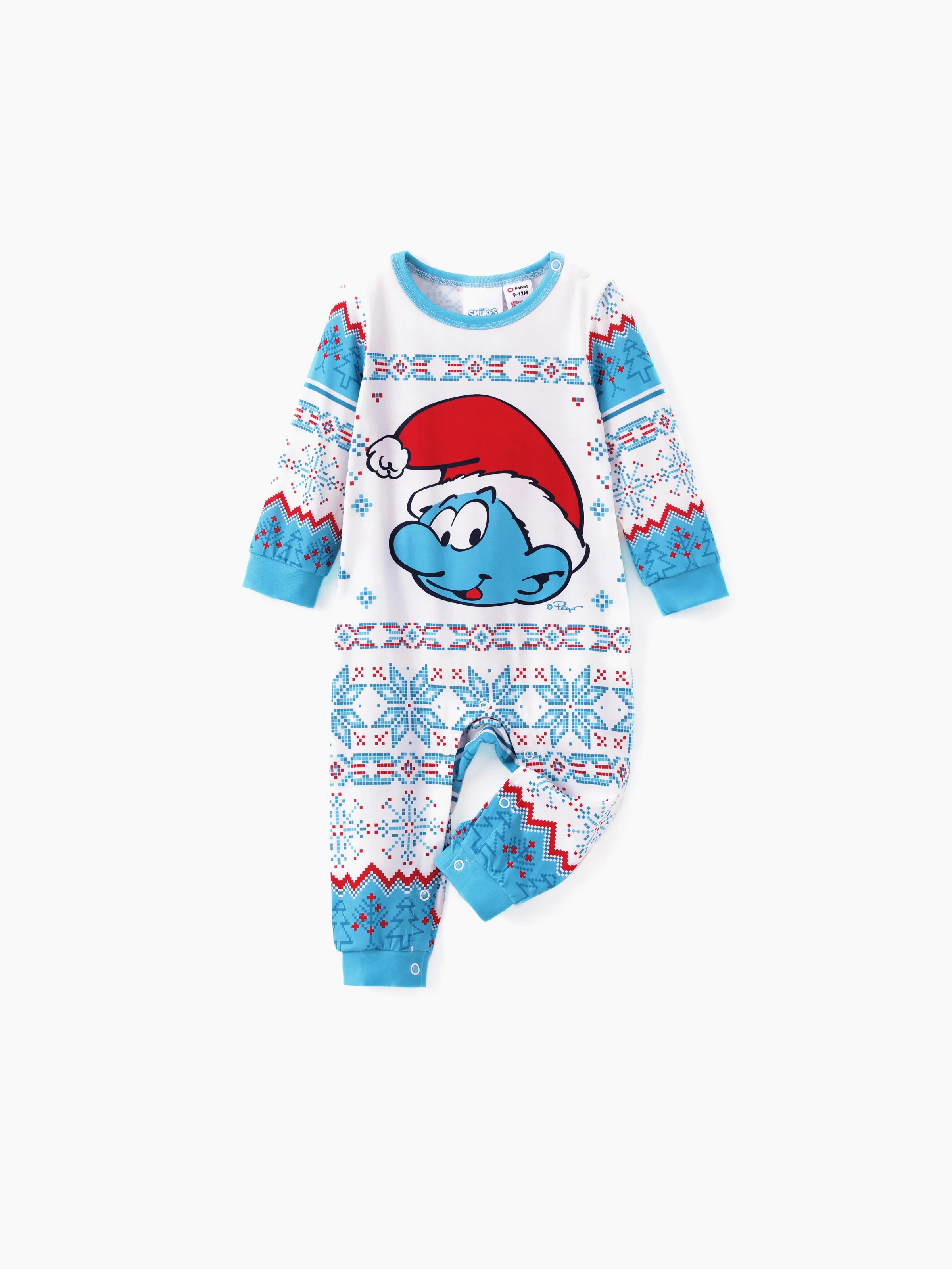 

The Smurfs Family Matching Christmas Character Snowflake Print Long-sleeve Pajamas Set (Flame Resistant)