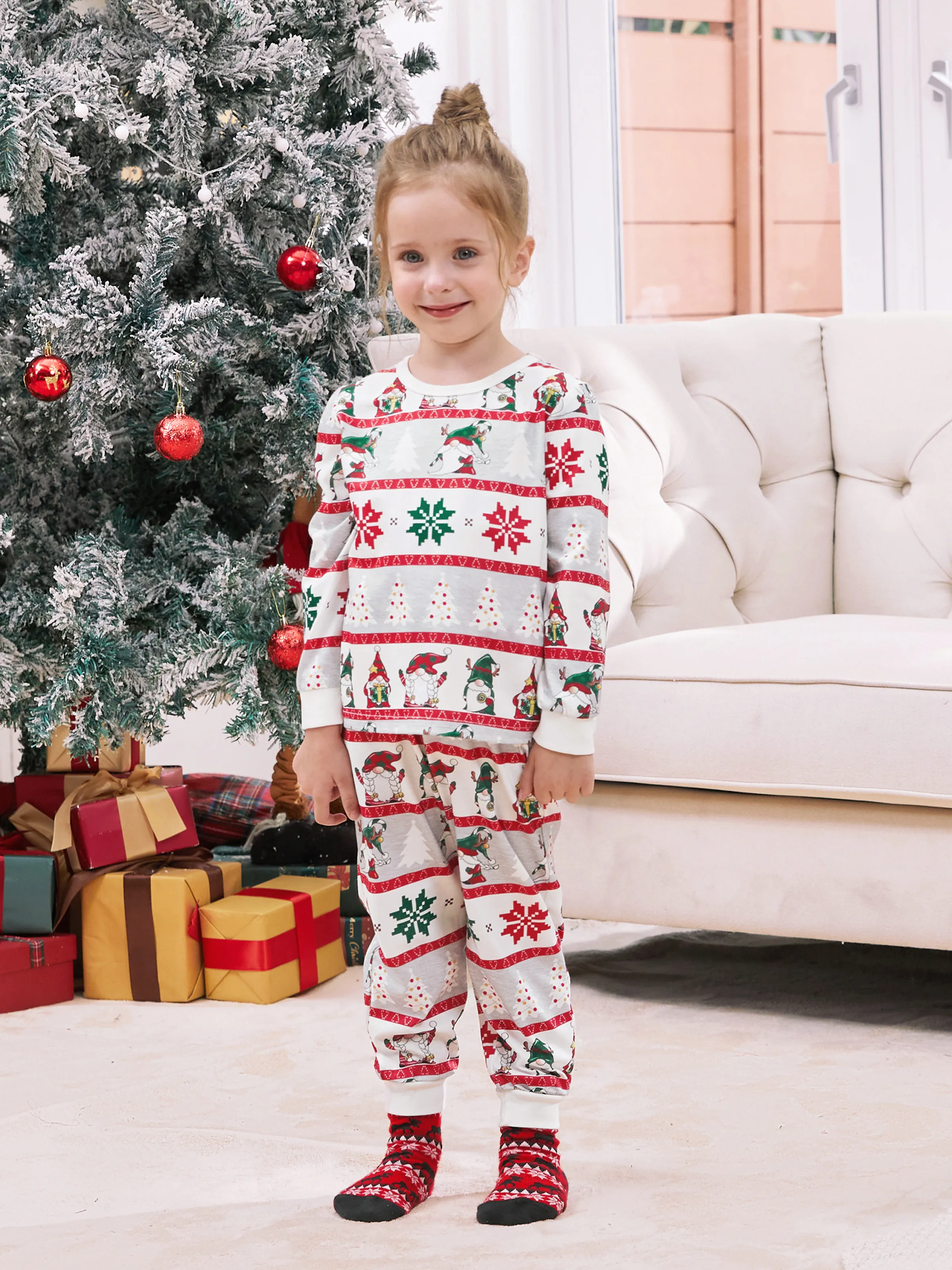 

Christmas Pajamas Matching Outfits Allover Pattern Gnome PJs Sets