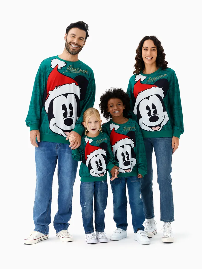 Disney Mickey and Friends Family matching 1pc Christmas Tree Pattern Long-sleeve Top/Jumpsuit 