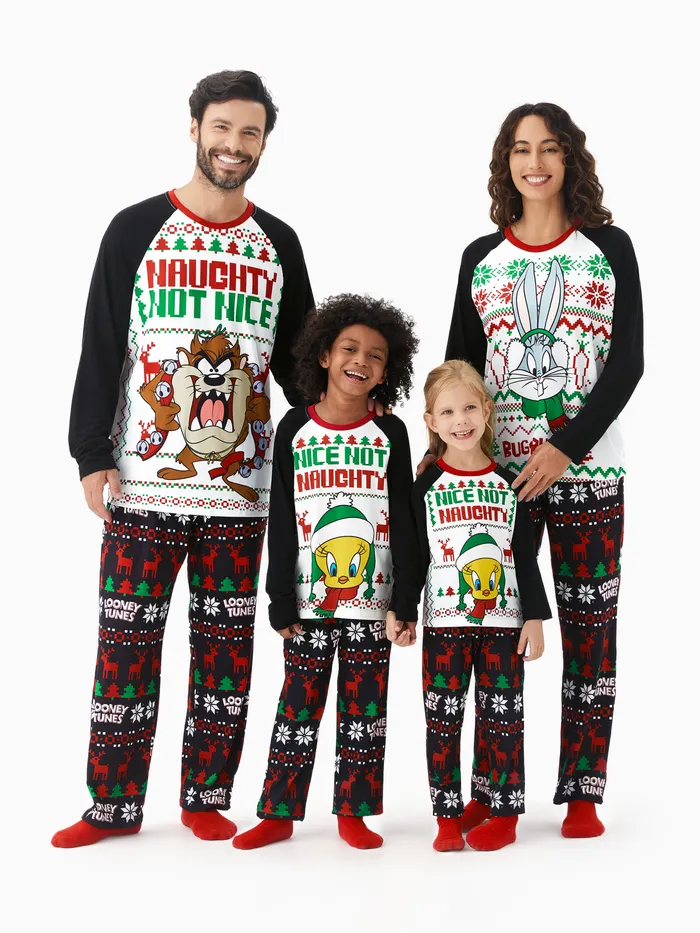 Looney Tunes Noël Look Familial Manches longues Tenues de famille assorties Pyjamas (Flame Resistant)