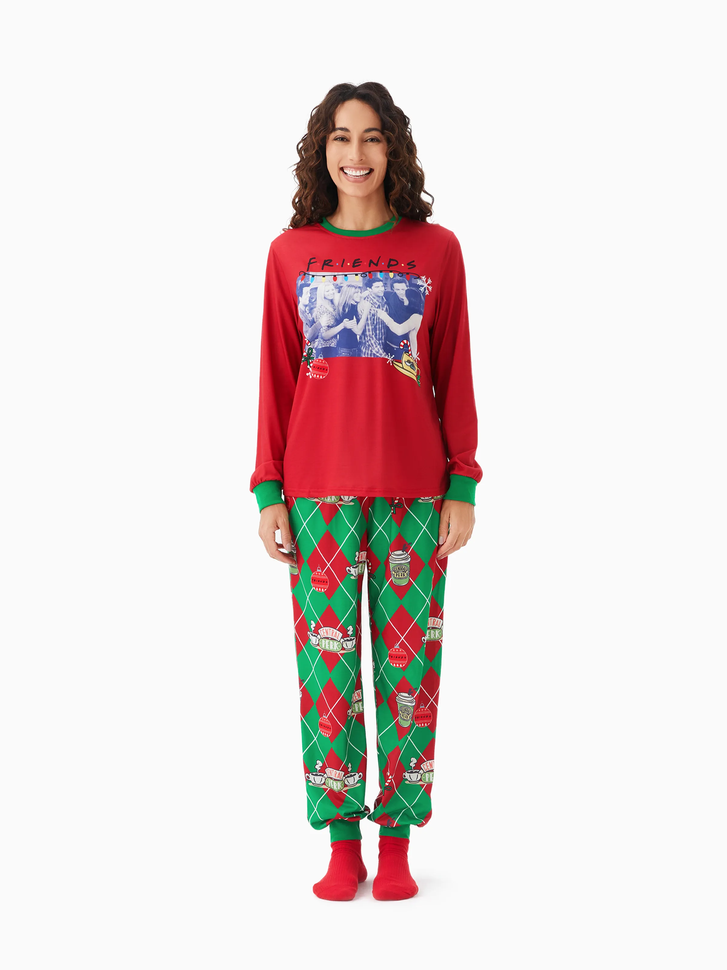 

Friends Family matching Movie Scene Print Christmas Long-sleeve Pajamas Set (Flame Resistant)