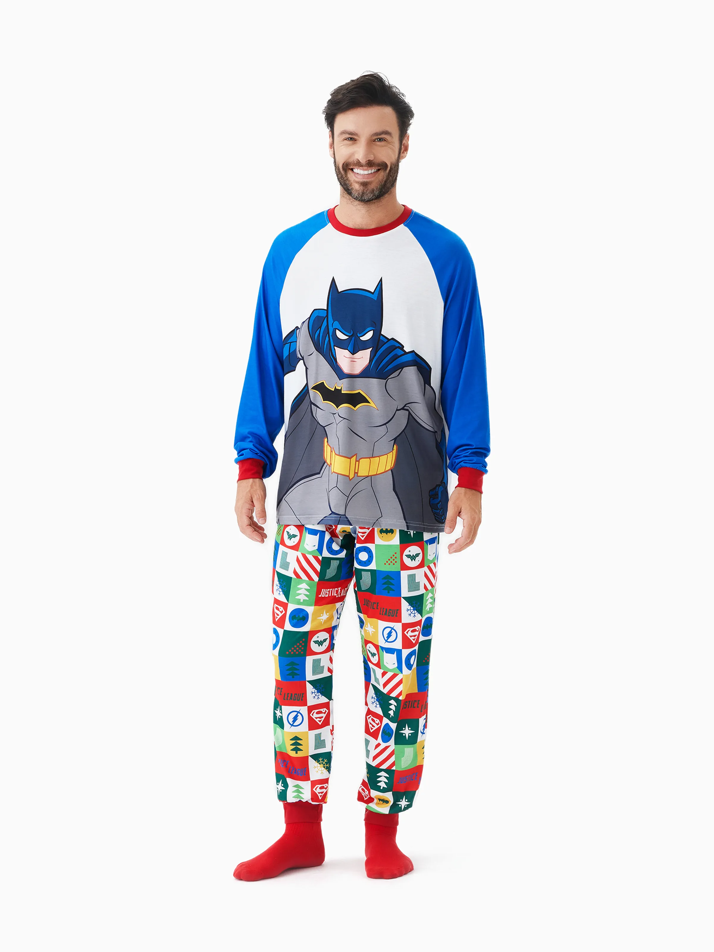 

Justice League Family matching 2pcs Christmas Character Colorblock Pajamas Set (Flame Resistant)