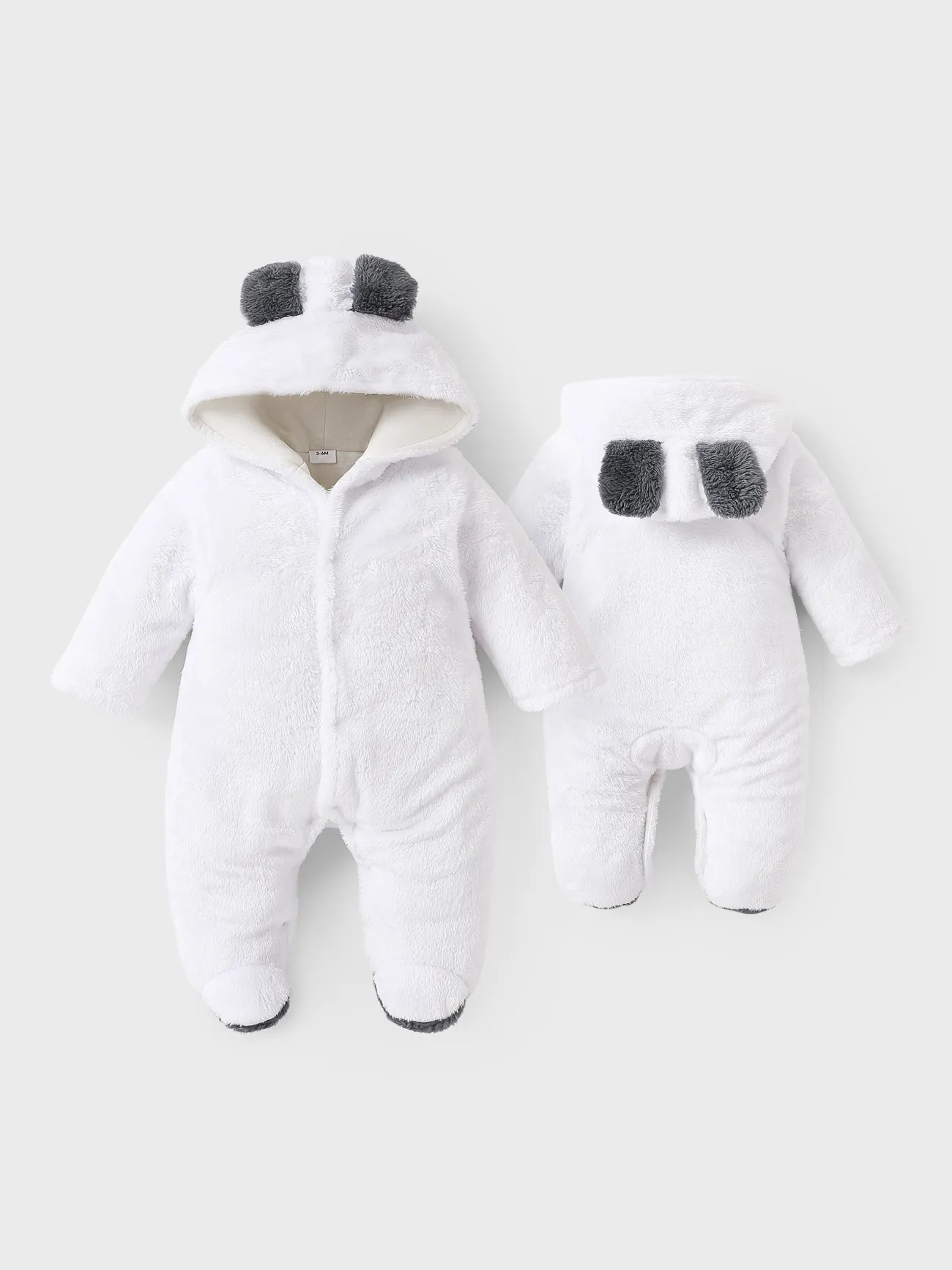 Baby Boy/Girl Bear Style Hooded Fleece Jumpsuit