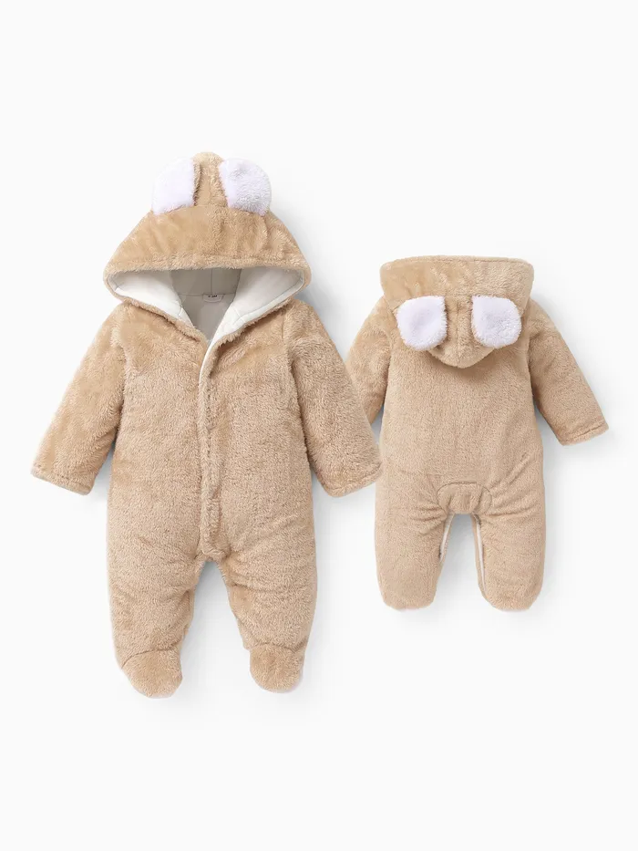 Baby Boy/Girl Bear Style Hooded Fleece Jumpsuit