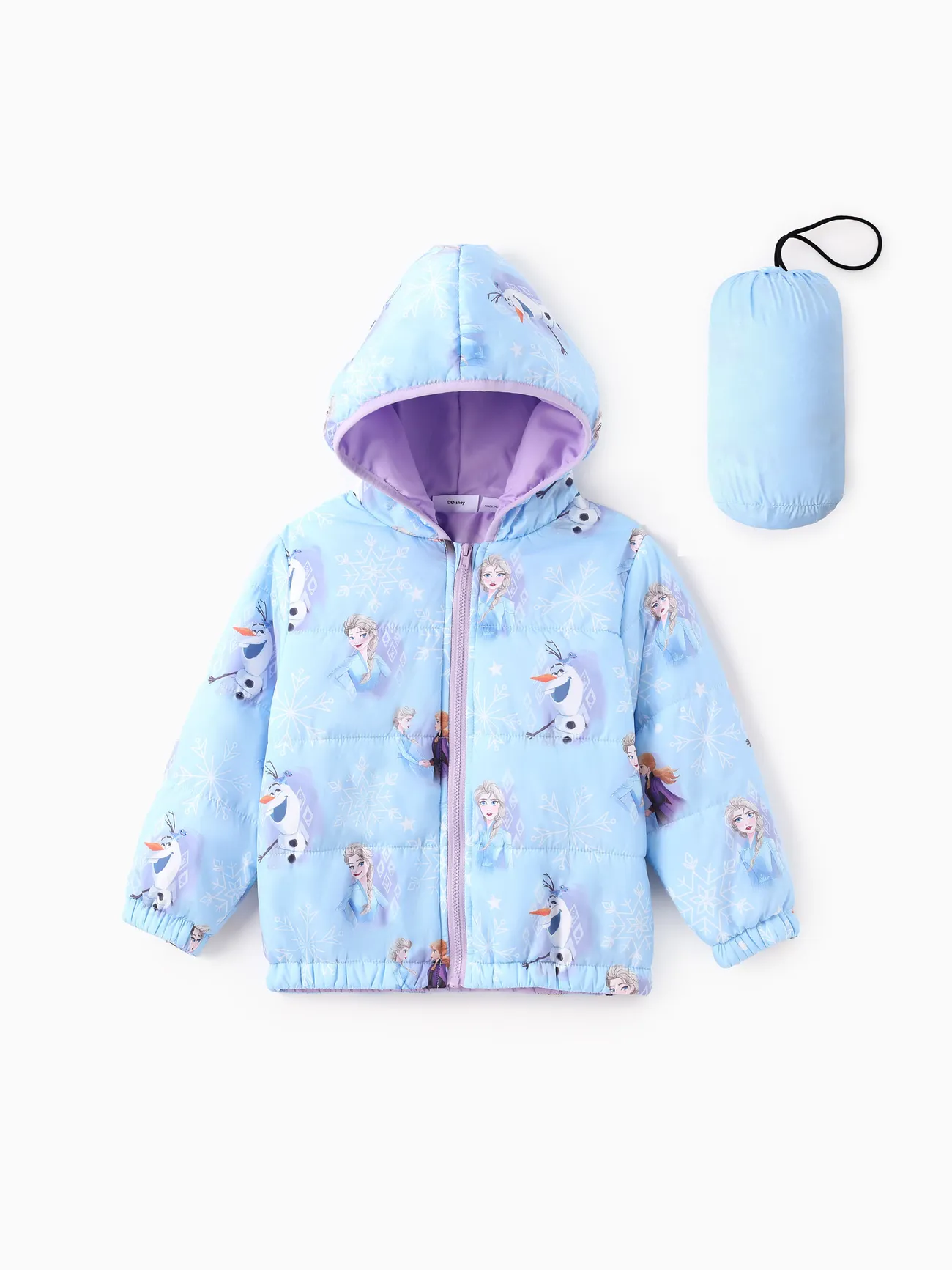 

Disney Frozen Toddler Girl 2pcs Elsa And Anna Gradient/Snowflakes Print Hooded Jacket Coat With Storage Bag