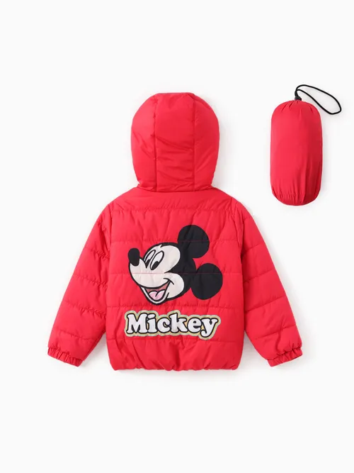 Disney Mickey y Amigos Niño Pequeño/Niño Niño/Niña 2pcs Estampado de Personaje Chaqueta Acolchada Abrigo con Bolsa de Almacenamiento