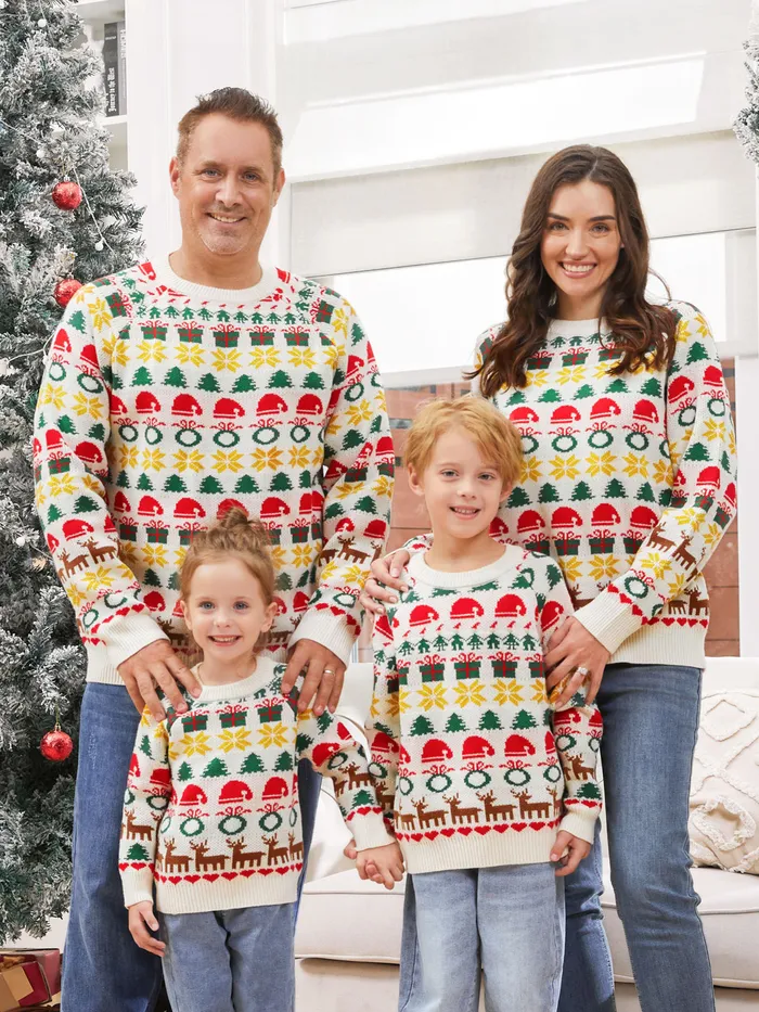 Christmas Family Matching Allover Christmas Pattern Long Sleeves Sweater 