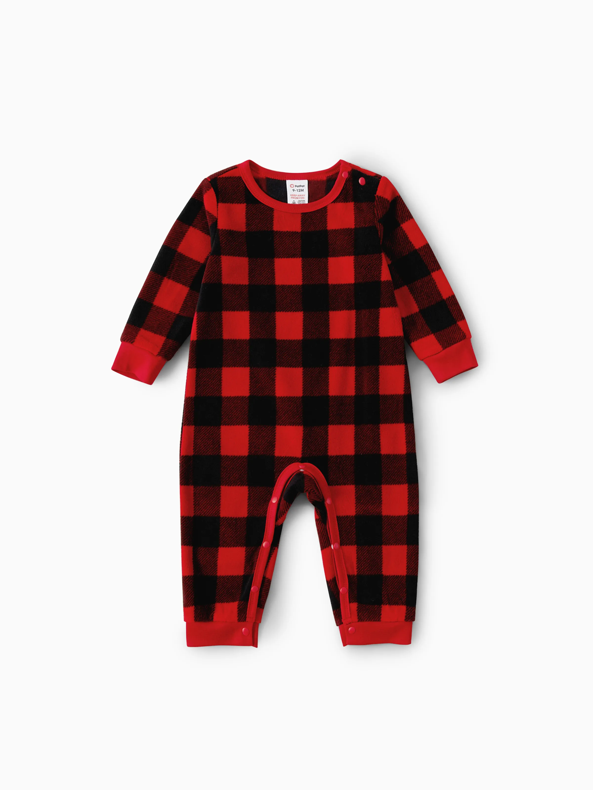 

Christmas Family Matching Deer & Letter Embroidered Thickened Polar Fleece Long-sleeve Red Plaid Pajamas Sets (Flame Resistant)