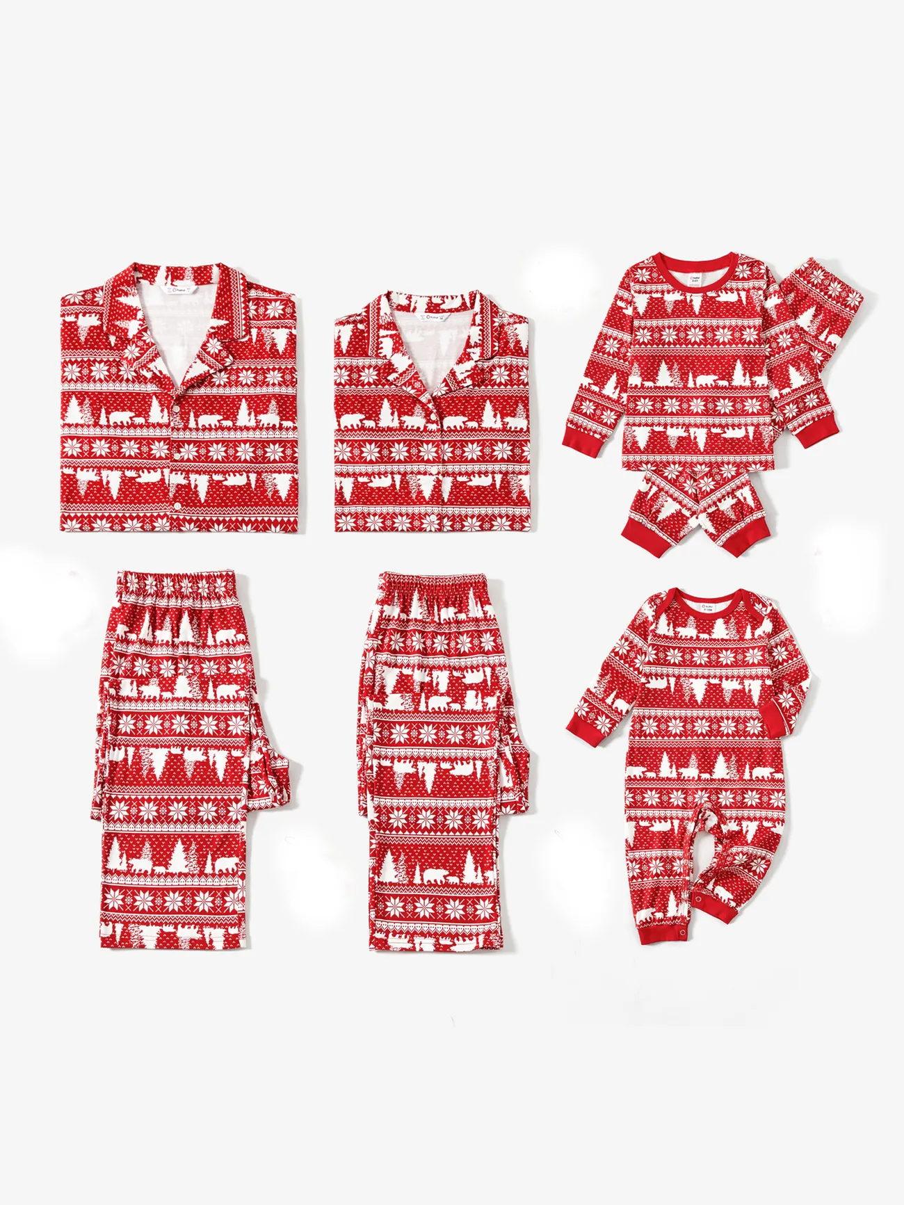 Classic Christmas Family Pajamas Red with Collar