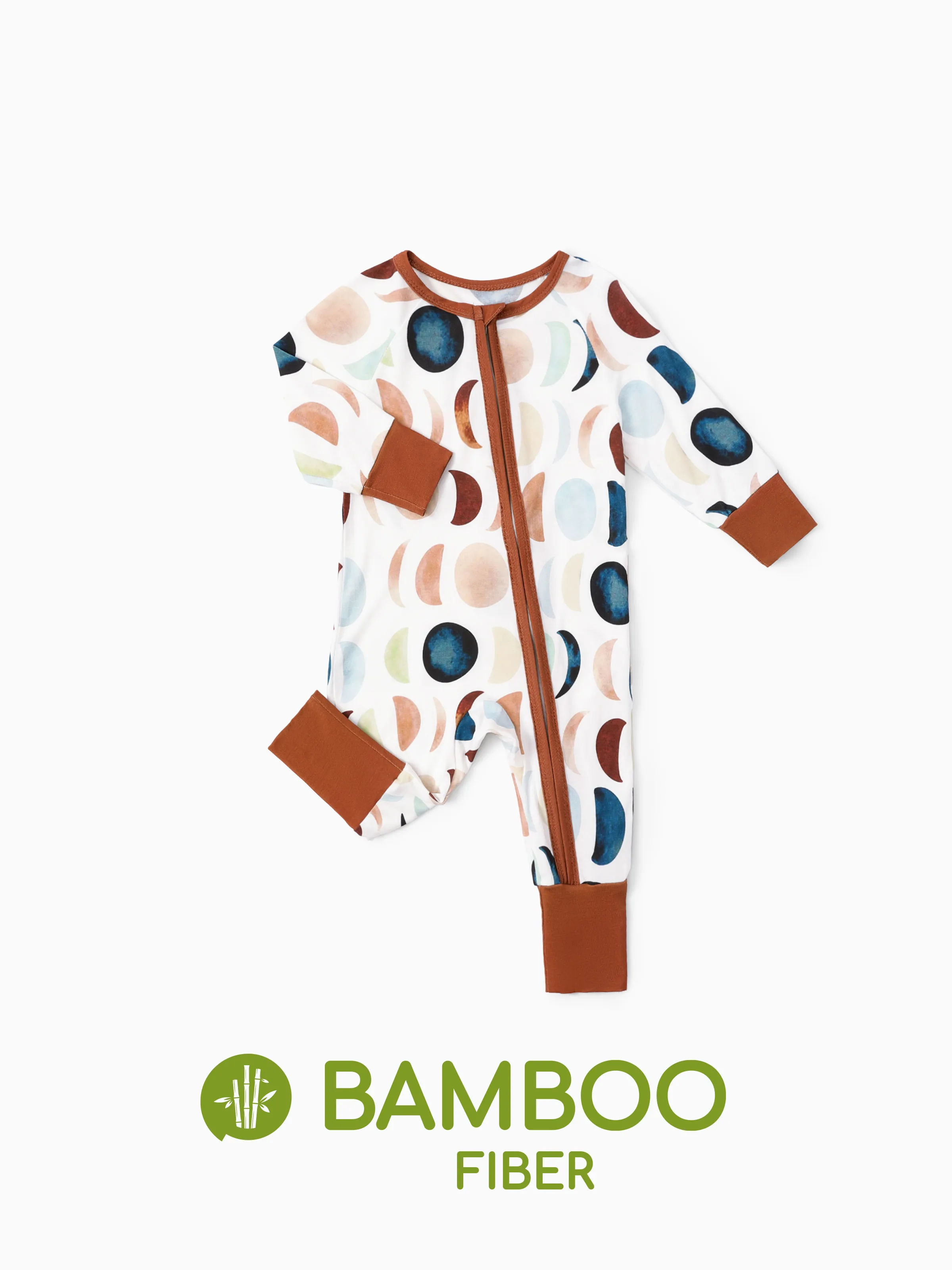 

Bamboo Baby Boy/Girl Outfit Zip-Up Moon Print Jumpsuit Pajamas