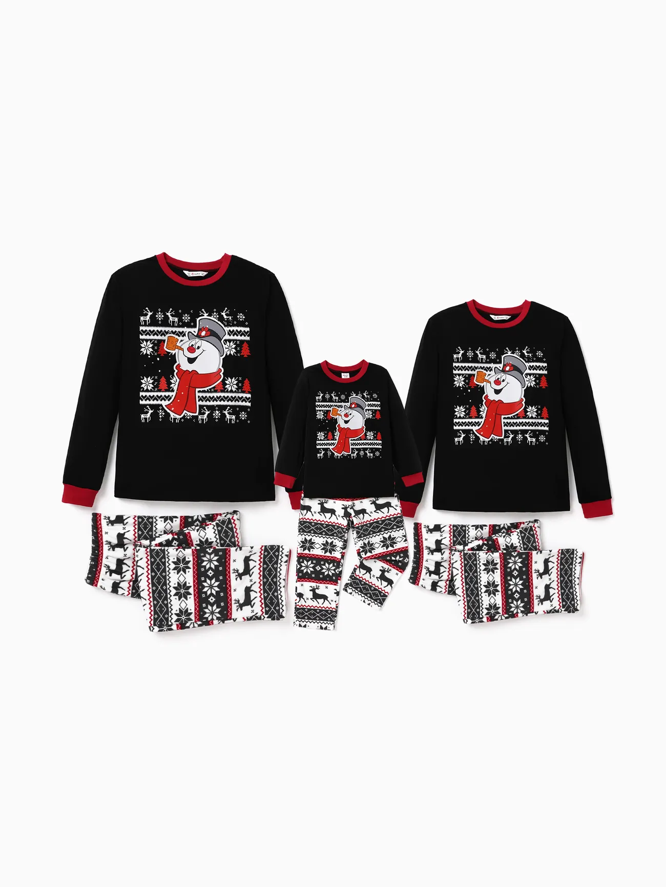 Frosty The Snowman Family Matching Christmas Graphic Print Top and Fleece Pants Pajamas Sets(Flame Resistant)