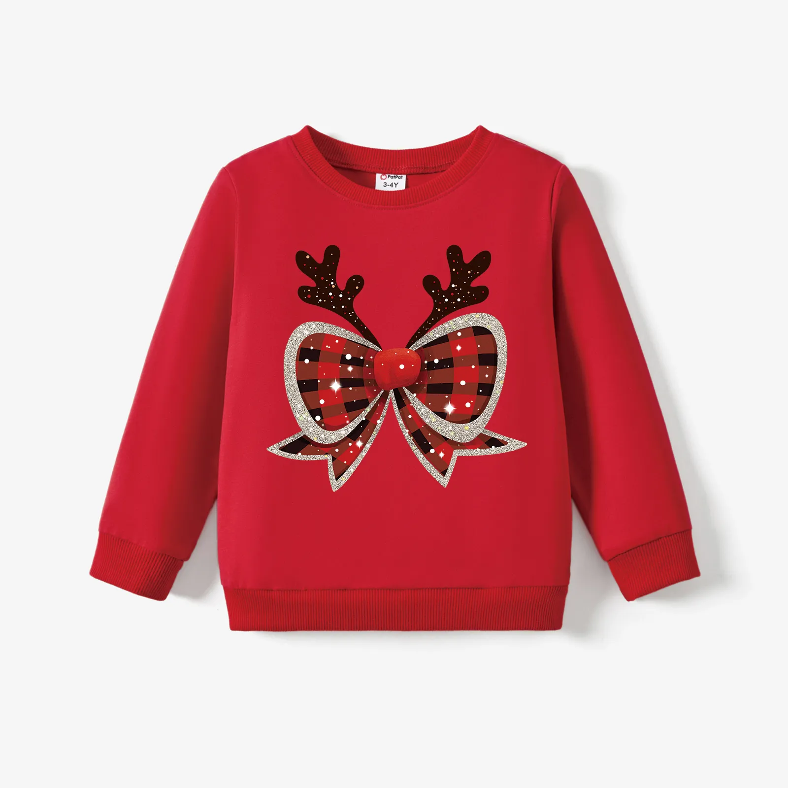 

Christmas Toddler/Kid Boy/Girl Cotton Bow Print Sweatshirt