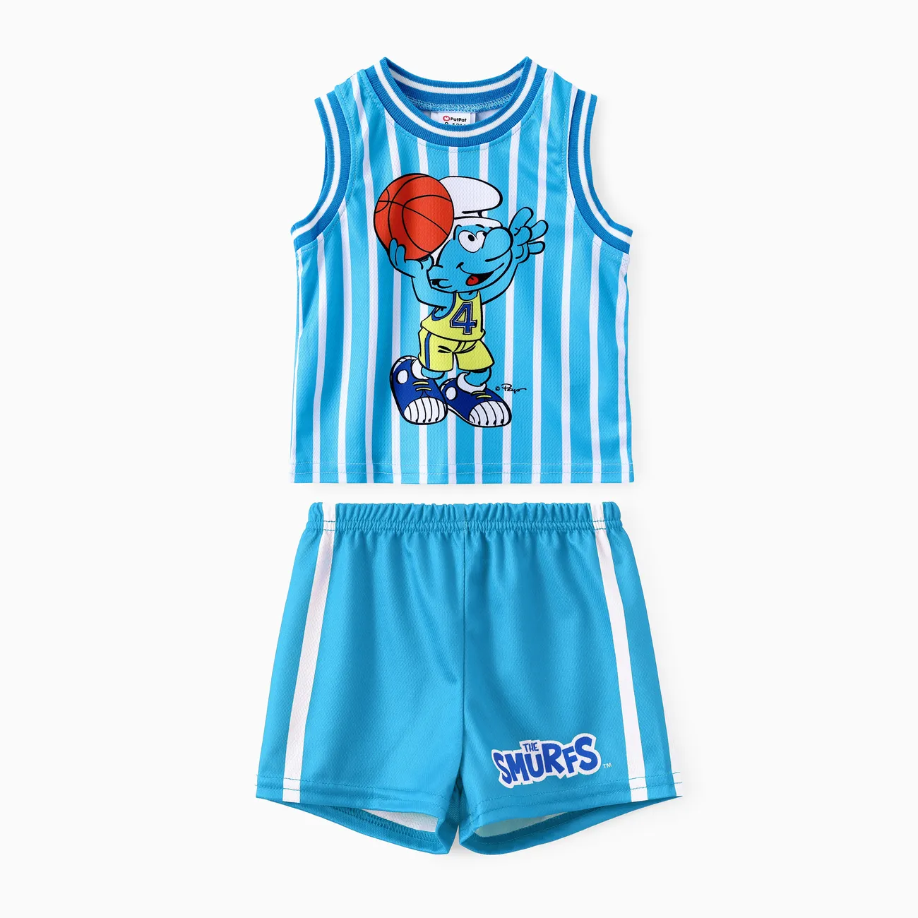 The Smurfs Baby/Toddler Boys 2pc Basketball Character Striped Print Tank Top with Shorts Sporty Set