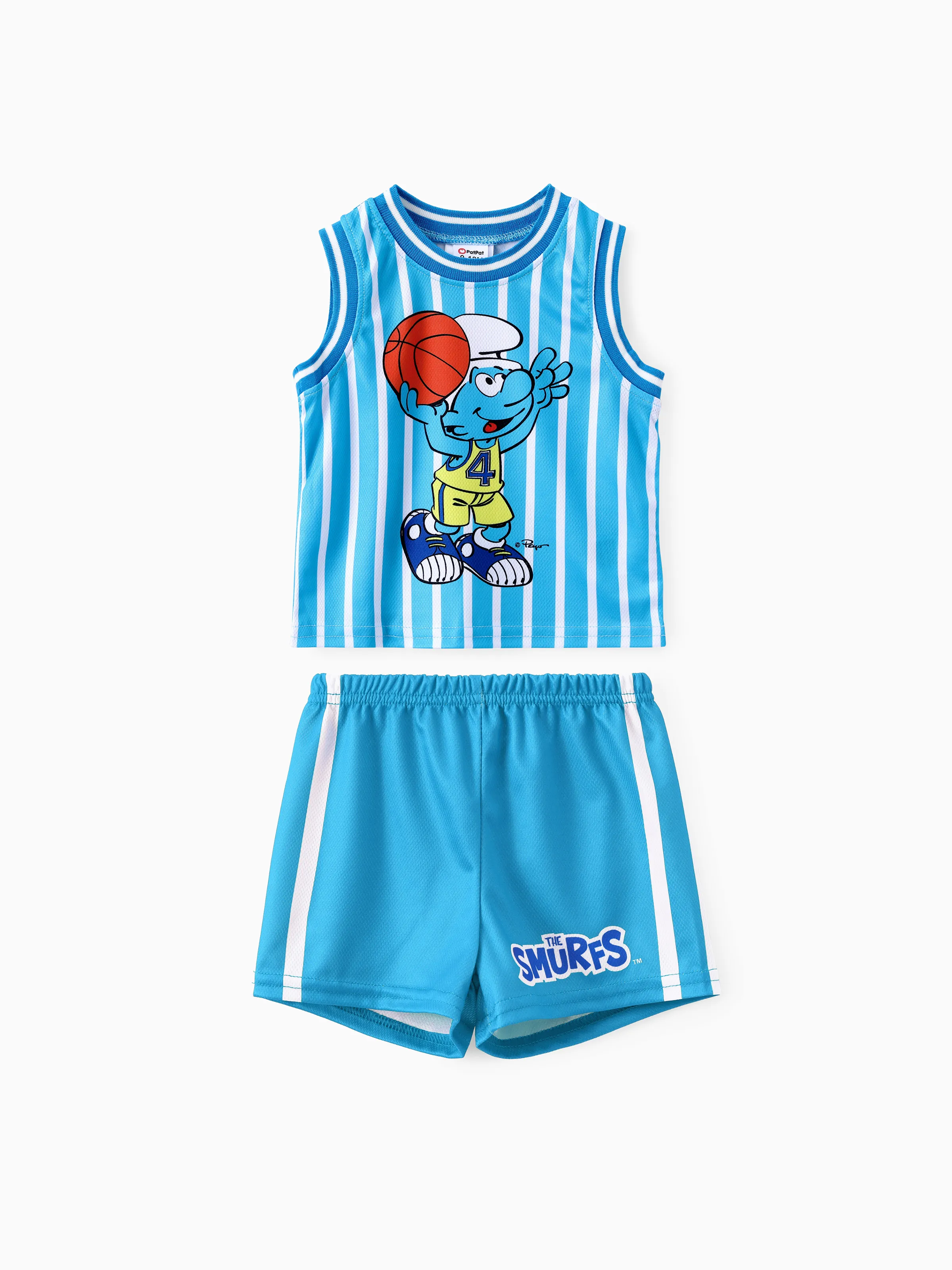 

The Smurfs Baby/Toddler Boys 2pc Basketball Character Striped Print Tank Top with Shorts Sporty Set