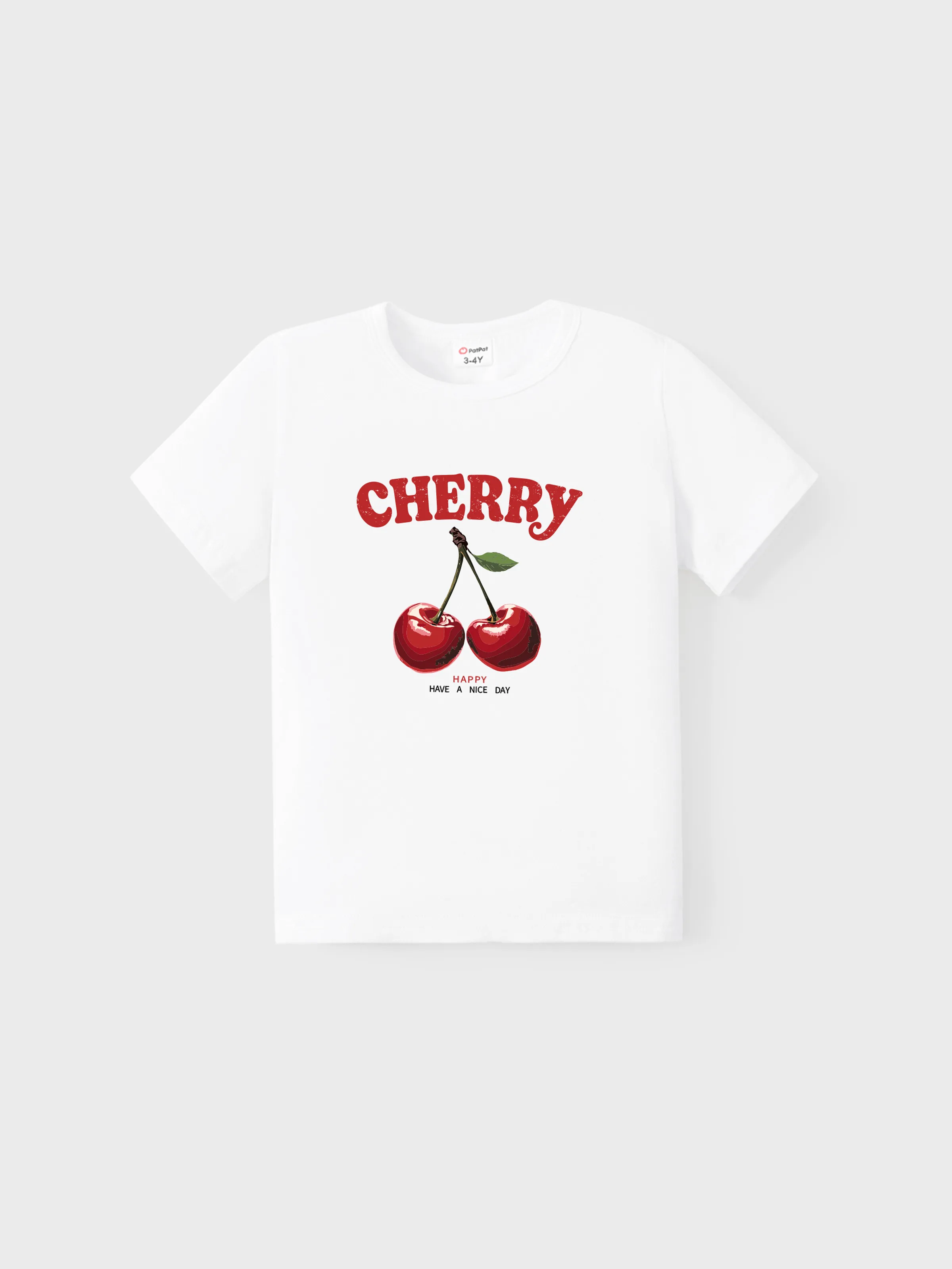 

Valentine's Day Cherry Print Cotton Short-sleeve Top