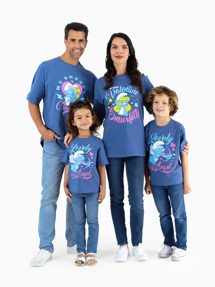 The Smurfs Family matching 1pc Valentine's Cotton Heart Casual Top/Jumpsuit