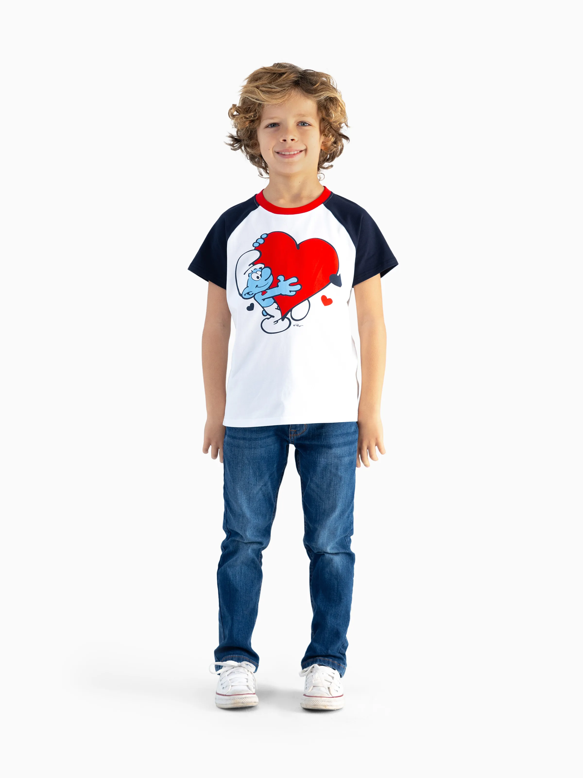 

The Smurfs Family matching 1pc Valentine's Day Heart-shaped Dress/Cotton Colorblock Top/Jumpsuit