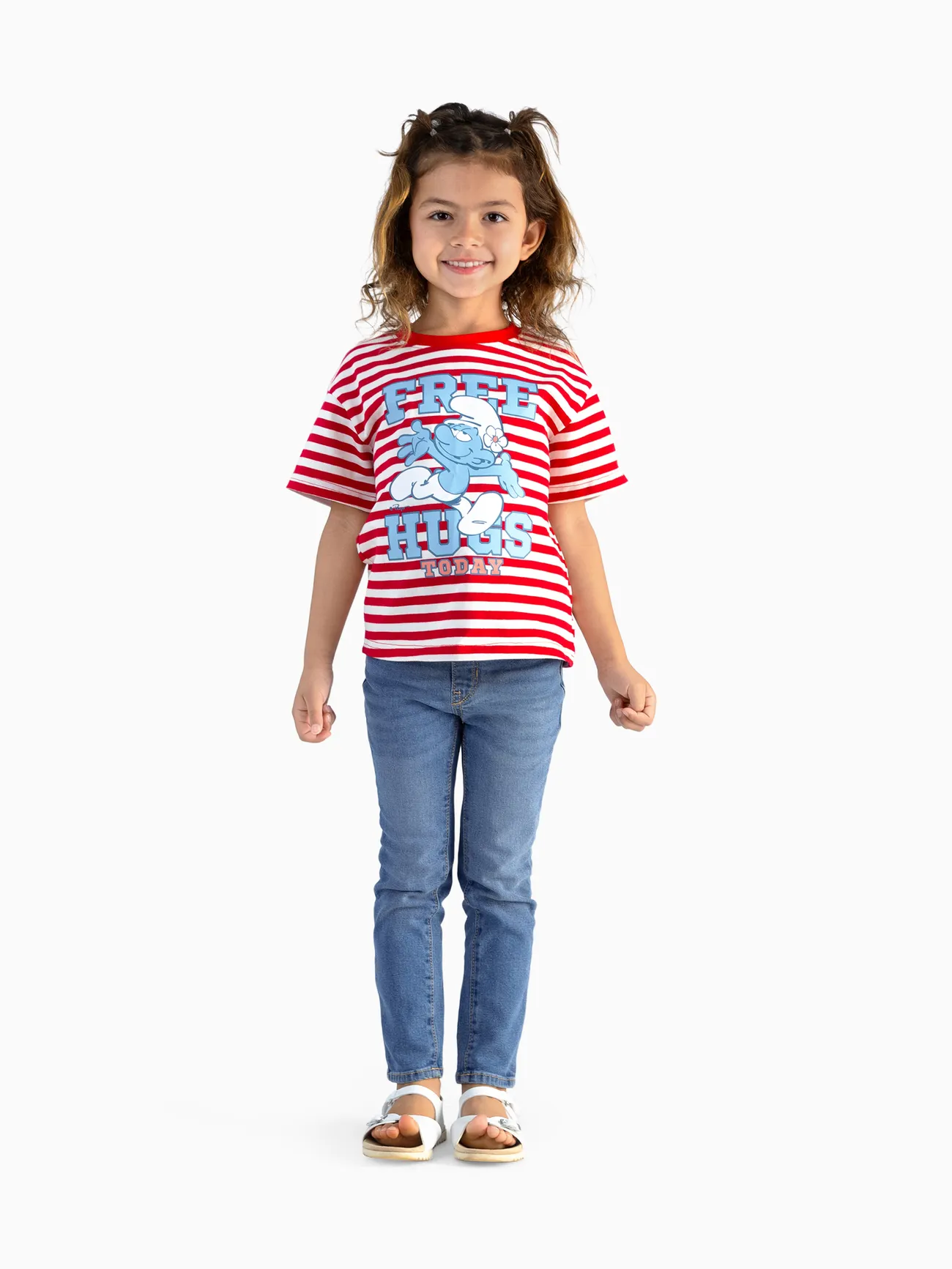 Kids - The Smurfs Family matching 1pc Cotton Valentine's Day Stripe Top/Jumpsuit - Red - image 7