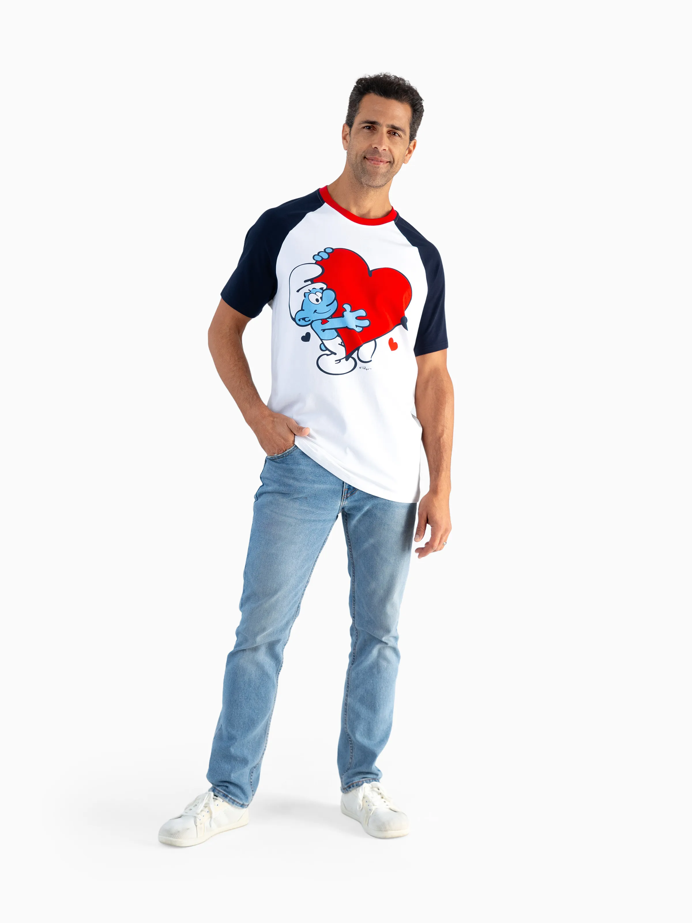 

The Smurfs Family matching 1pc Valentine's Day Heart-shaped Dress/Cotton Colorblock Top/Jumpsuit