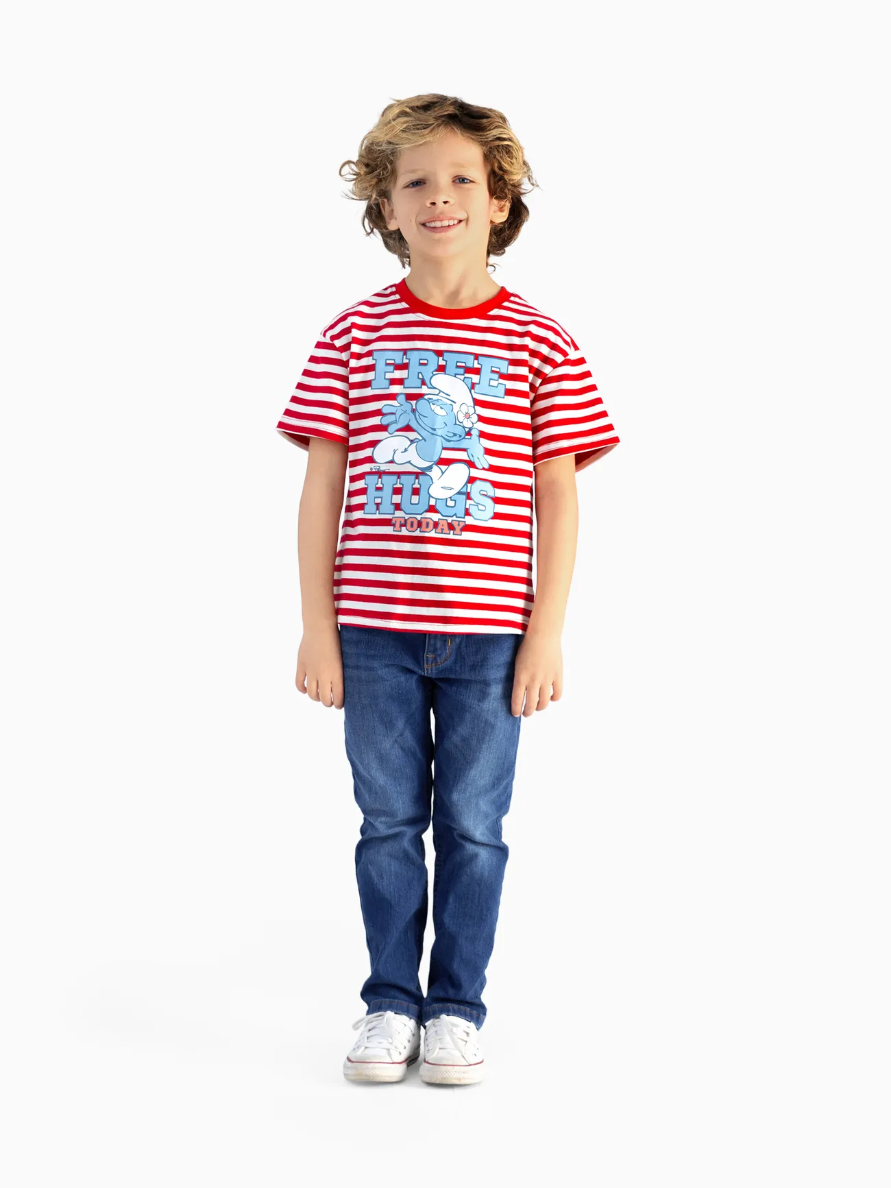 Kids - The Smurfs Family matching 1pc Cotton Valentine's Day Stripe Top/Jumpsuit - Red - image 8
