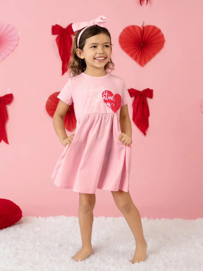 Toddler Girl Valentine's Day 2pcs Heart-shaped Dress with Headband