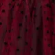 Valentine's Day Polka Dot Mesh Flutter-sleeve Dress Burgundy