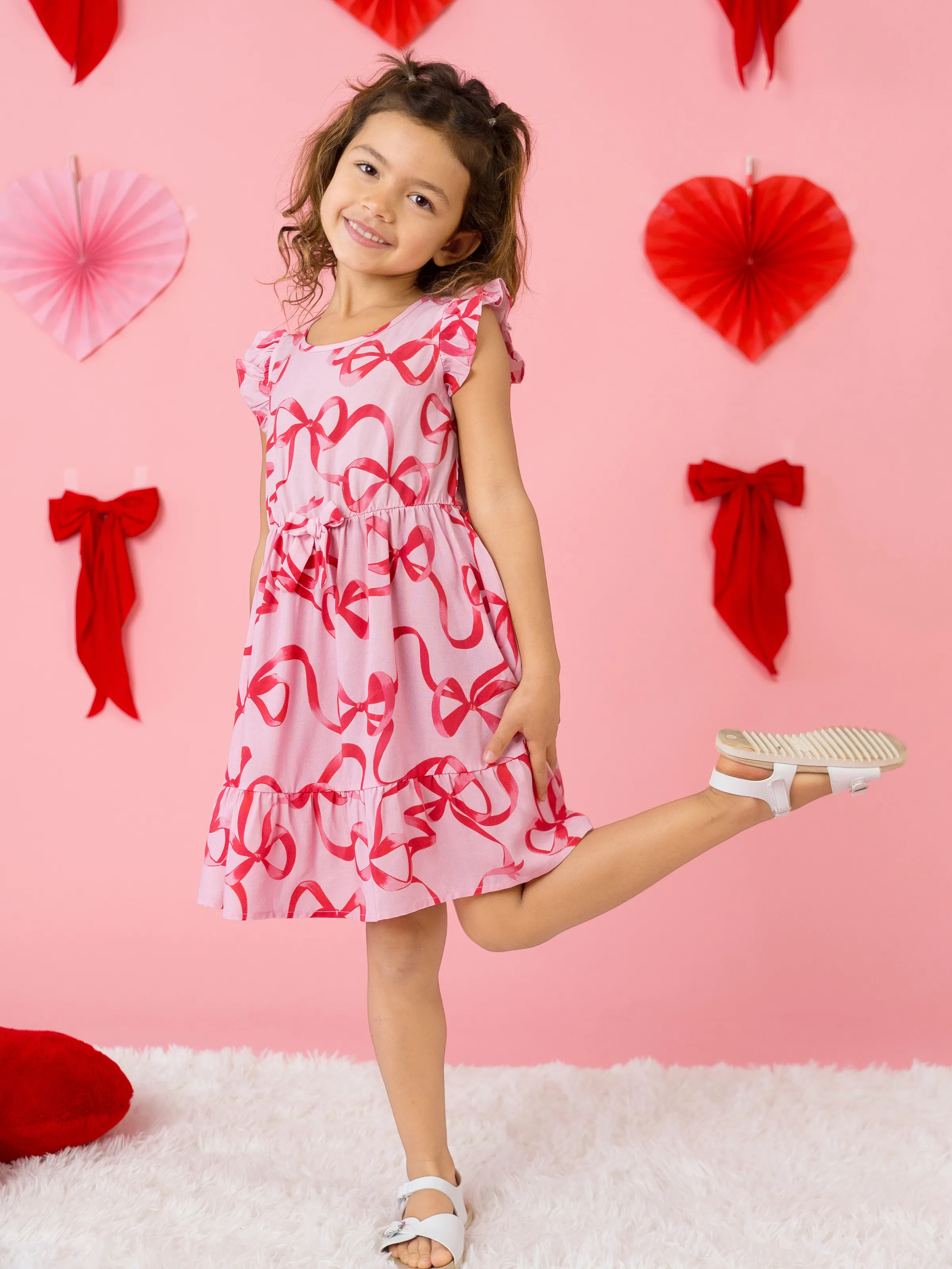 

Valentine's Day Mommy and Me Matching Ruffle-sleeve Dress