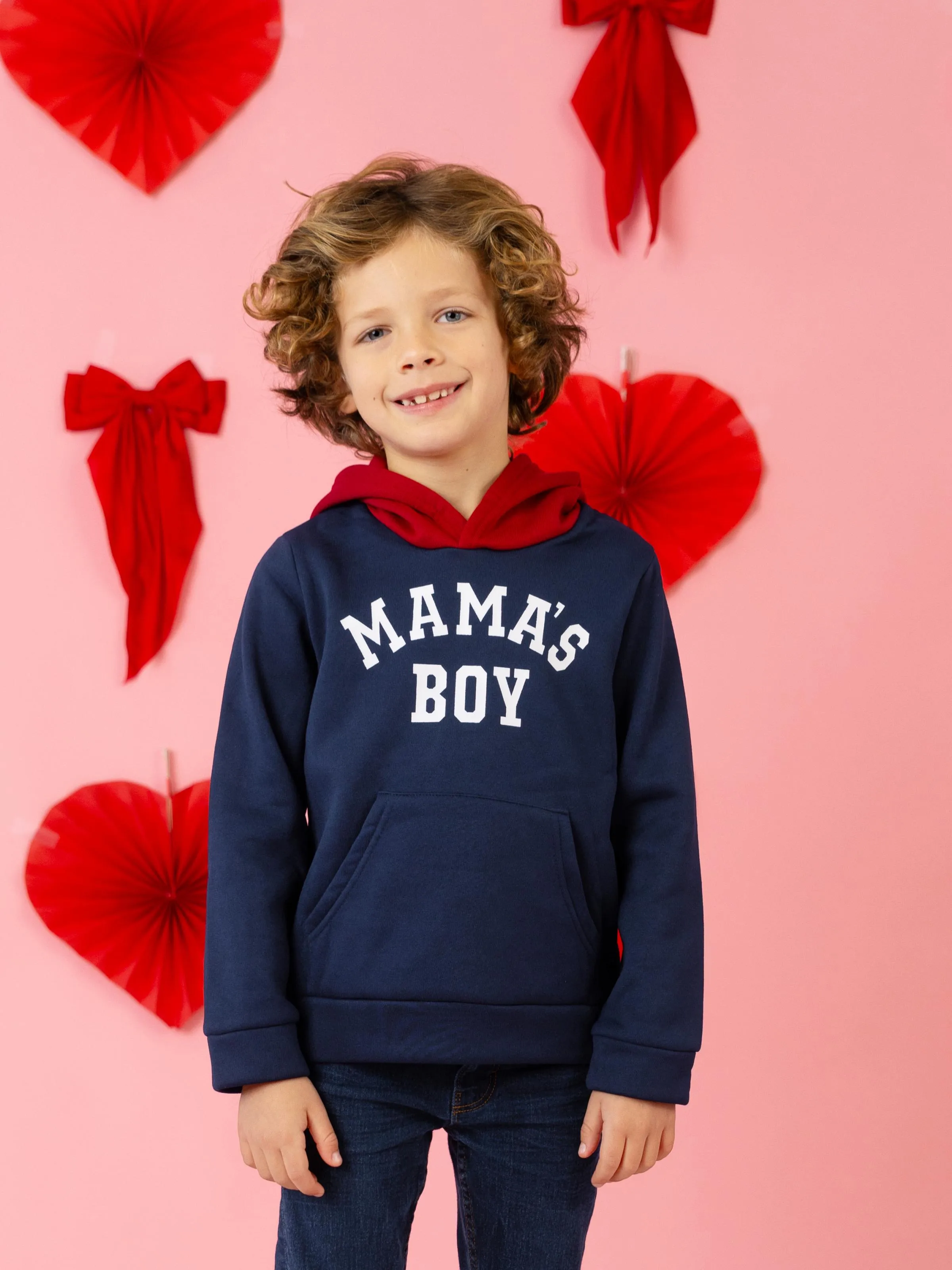 Kid Boy Letter Print Colorblock Fleece Lined Hoodie Sweatshirt