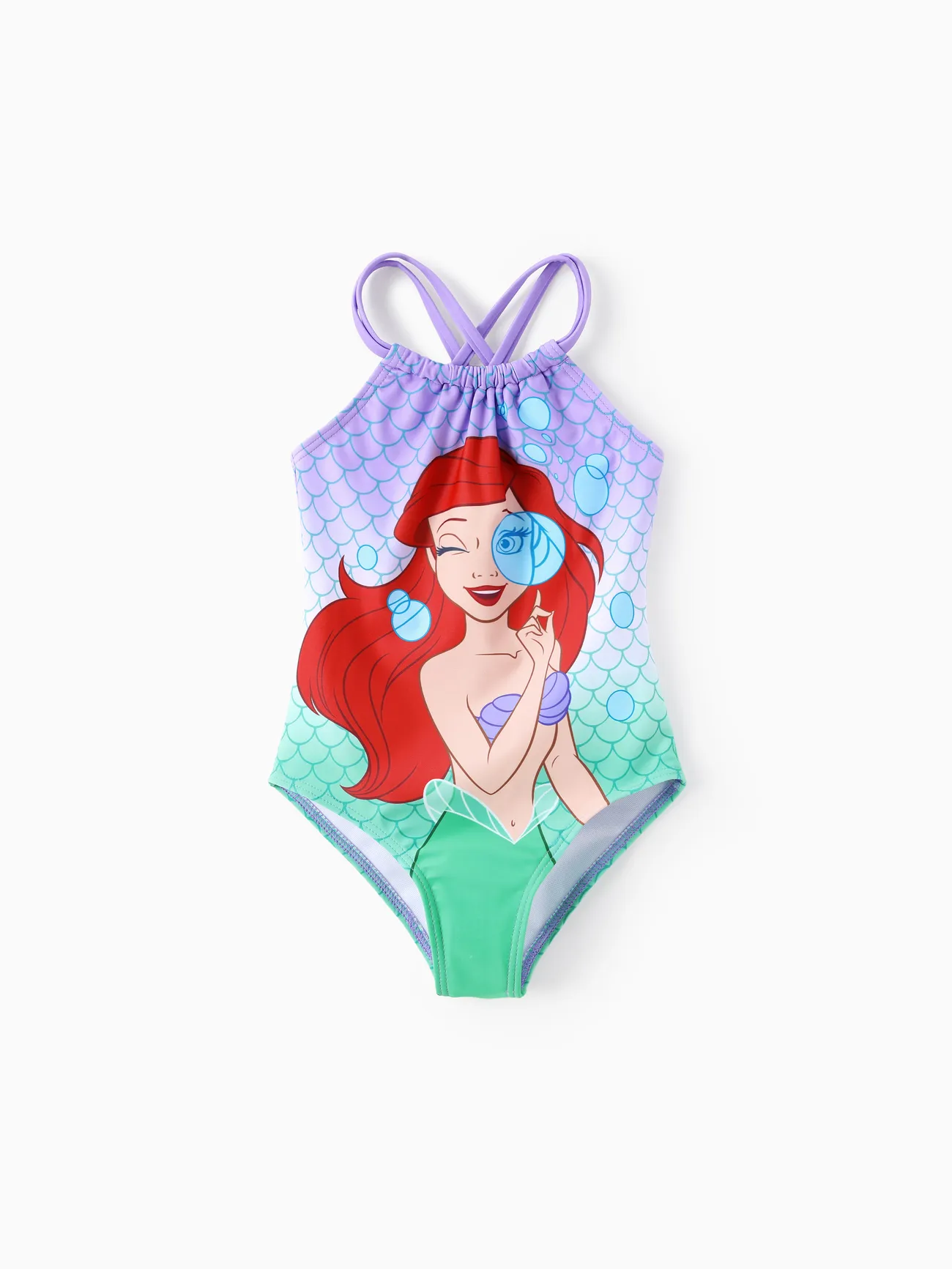 

Disney Princess Toddler Girl 1pc Ariel/Rapunzel/Beller/Moana Print Sun Protection Off-shoulder Swimsuit