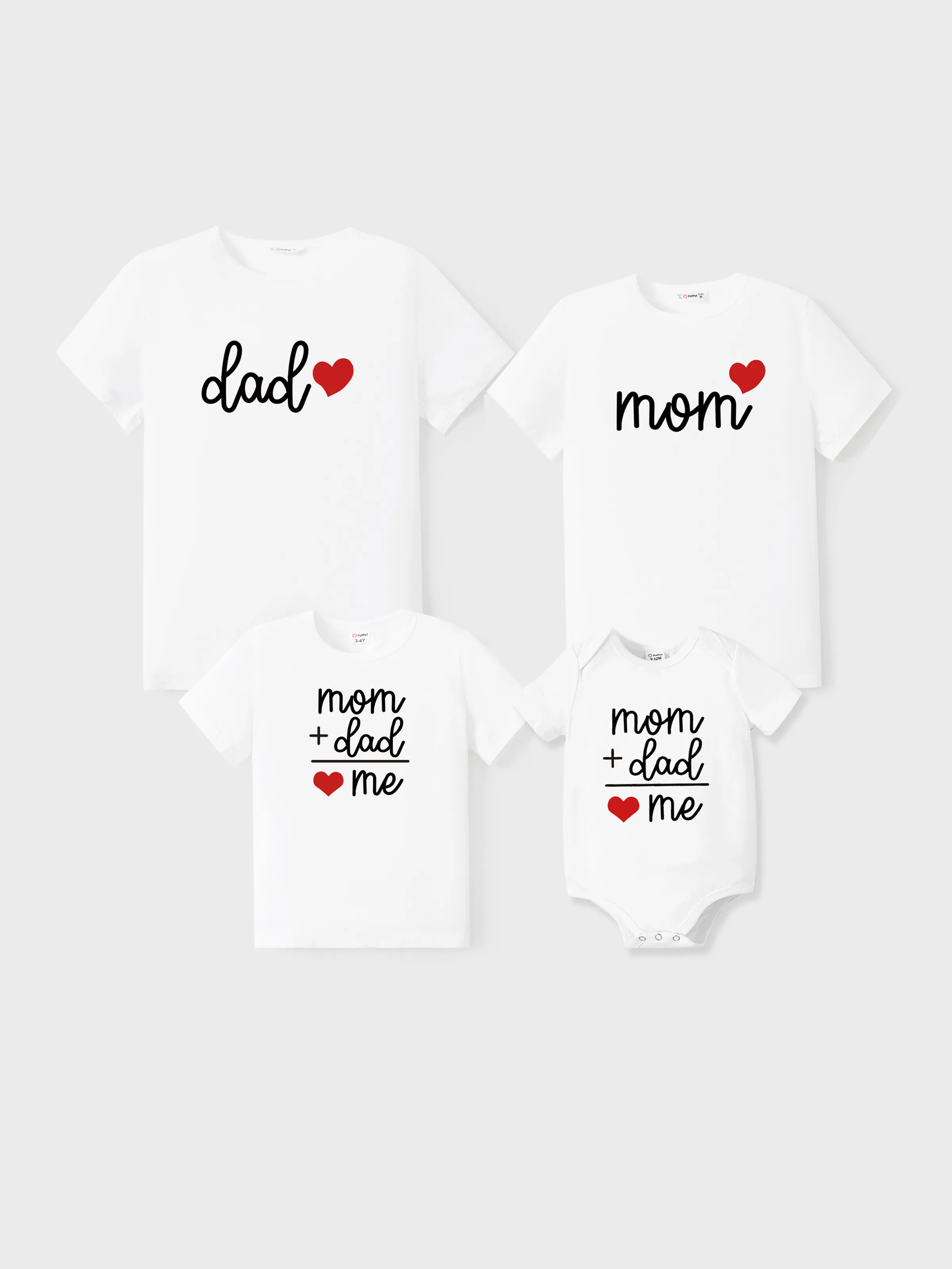 

Valentine's Day Family Matching Cotton Tee Letter and Red Heart Print Short-sleeve Top