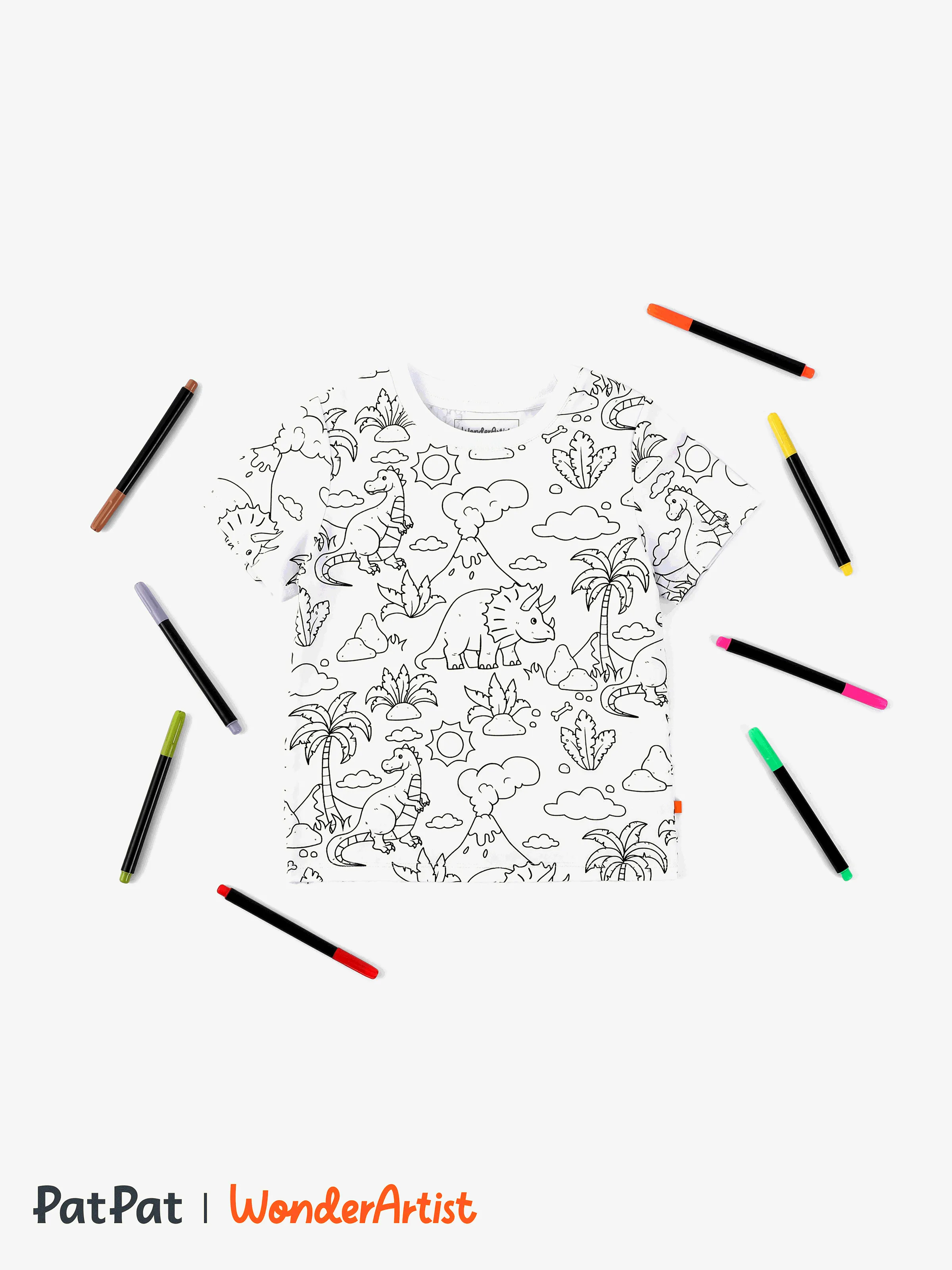 

WonderArtist Toddler/Kid Coloring T-Shirt with 10-Pack Textile Markers Set