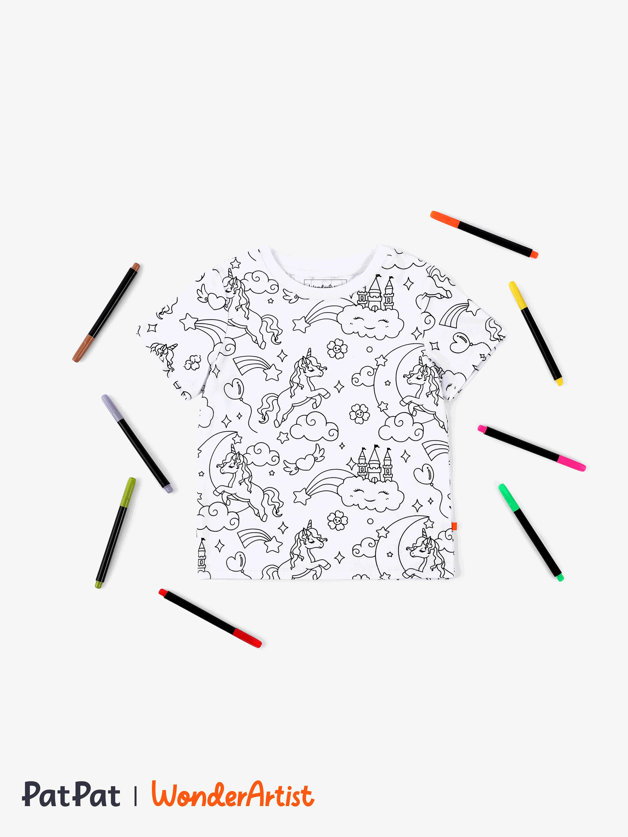 

WonderArtist Toddler/Kid Coloring T-Shirt with 10-Pack Textile Markers Set