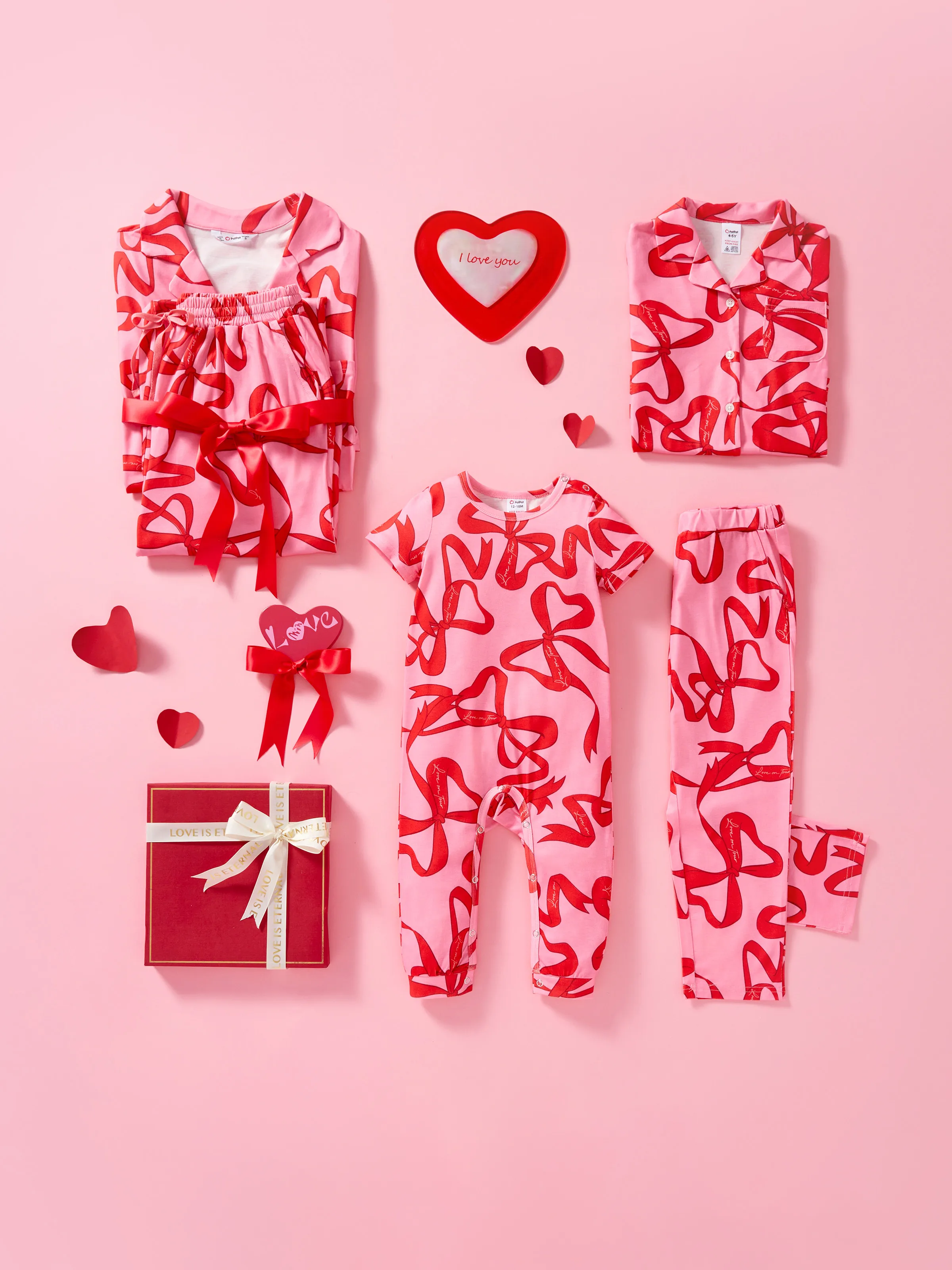 Valentine Pajamas - Mommy and Me PJs Pink Heart-Shaped Pink