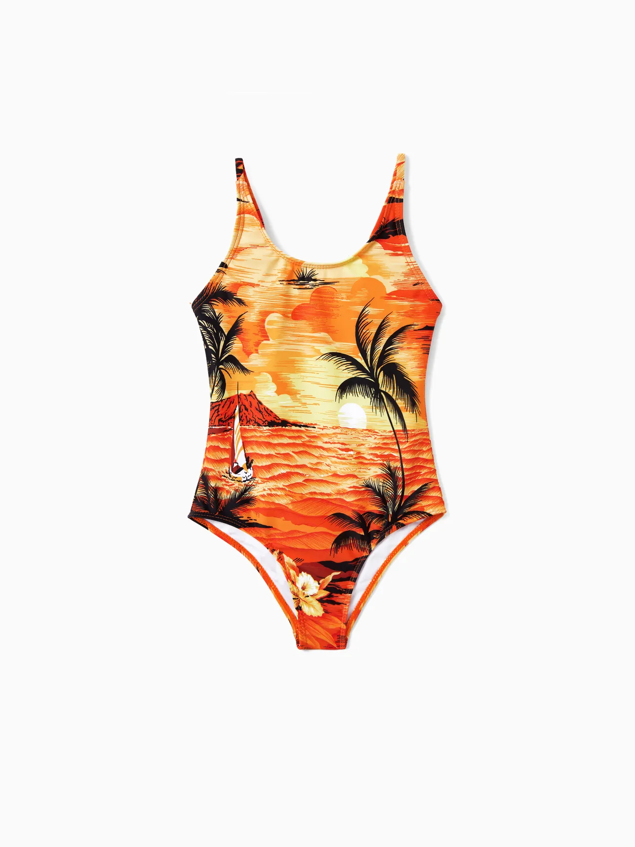 Girl - Tropical Hawaiian Swimsuits for Family Matching Swimwear - Orange - image 7