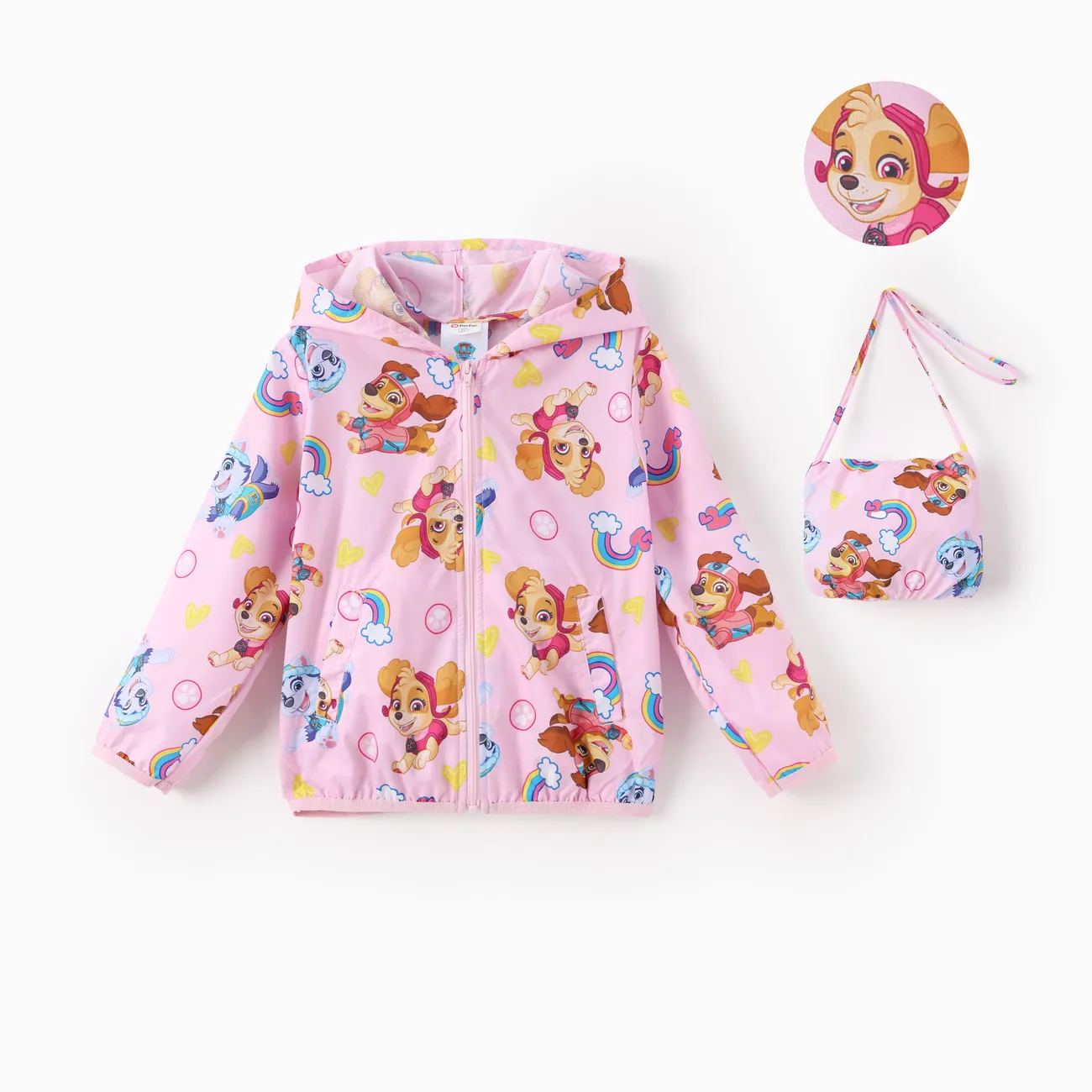 PAW Patrol Toddler Boy/Girl 1pc Chase Marshall And Rubble/Skye Everest And Liberty Allover Zipper Hooded Storage Sun Protection Jacket