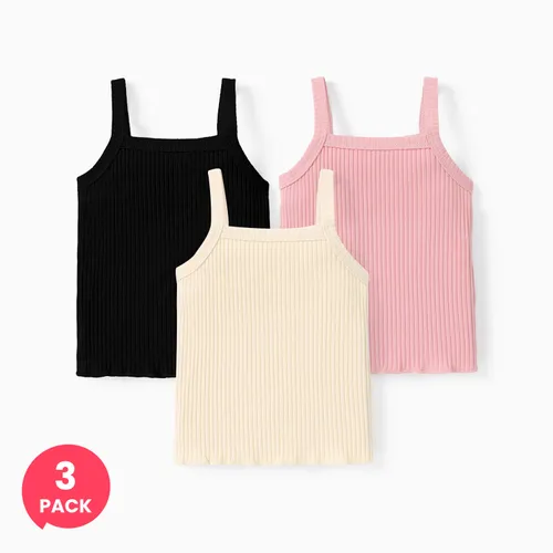 

3-Pack Baby Girl 95% Cotton Ribbed Solid Cami Top