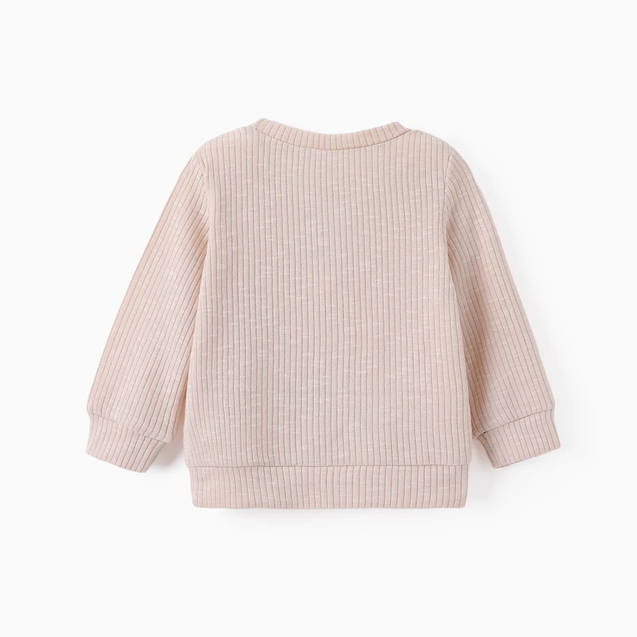 braun - 3-teiliges Baby-Set aus geripptem Sweatshirt und Patchwork-Waffelhosen und Jogginghosen für Jungen mit Knöpfen - image 3