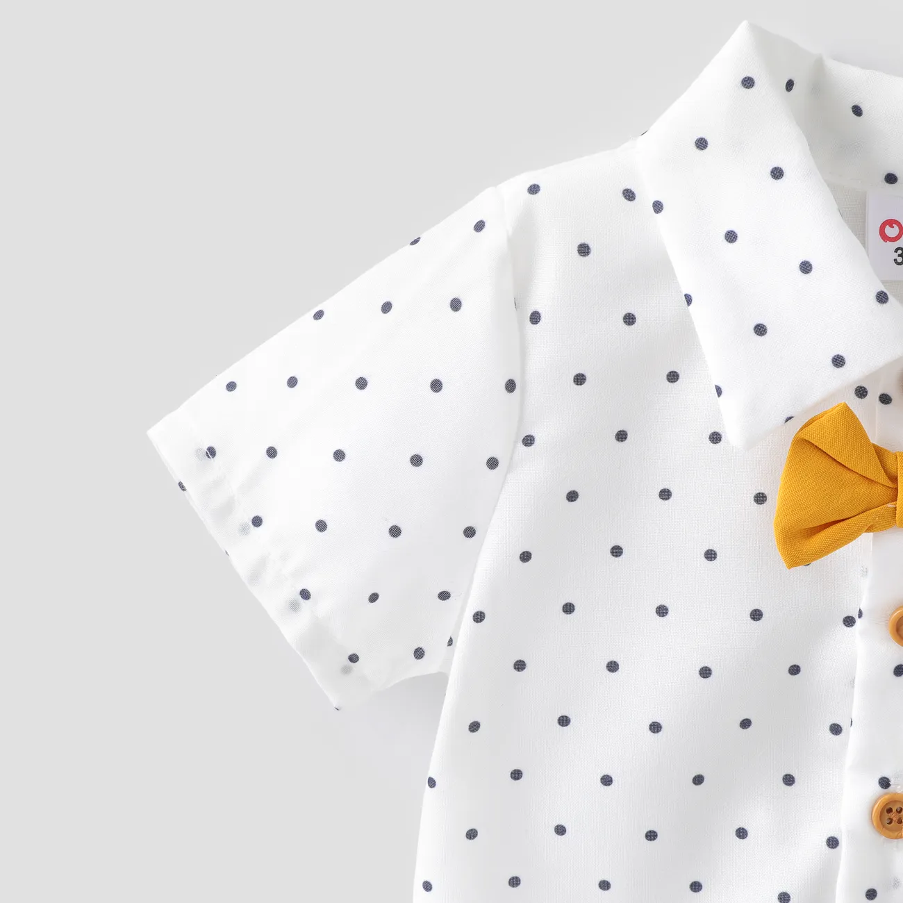 Multicolor - Conjunto de camisa de lazo de lunares para bebé niño de 3 piezas y pantalón corto con estampado de jirafa y mono con estampado de dinosaurios - image 4