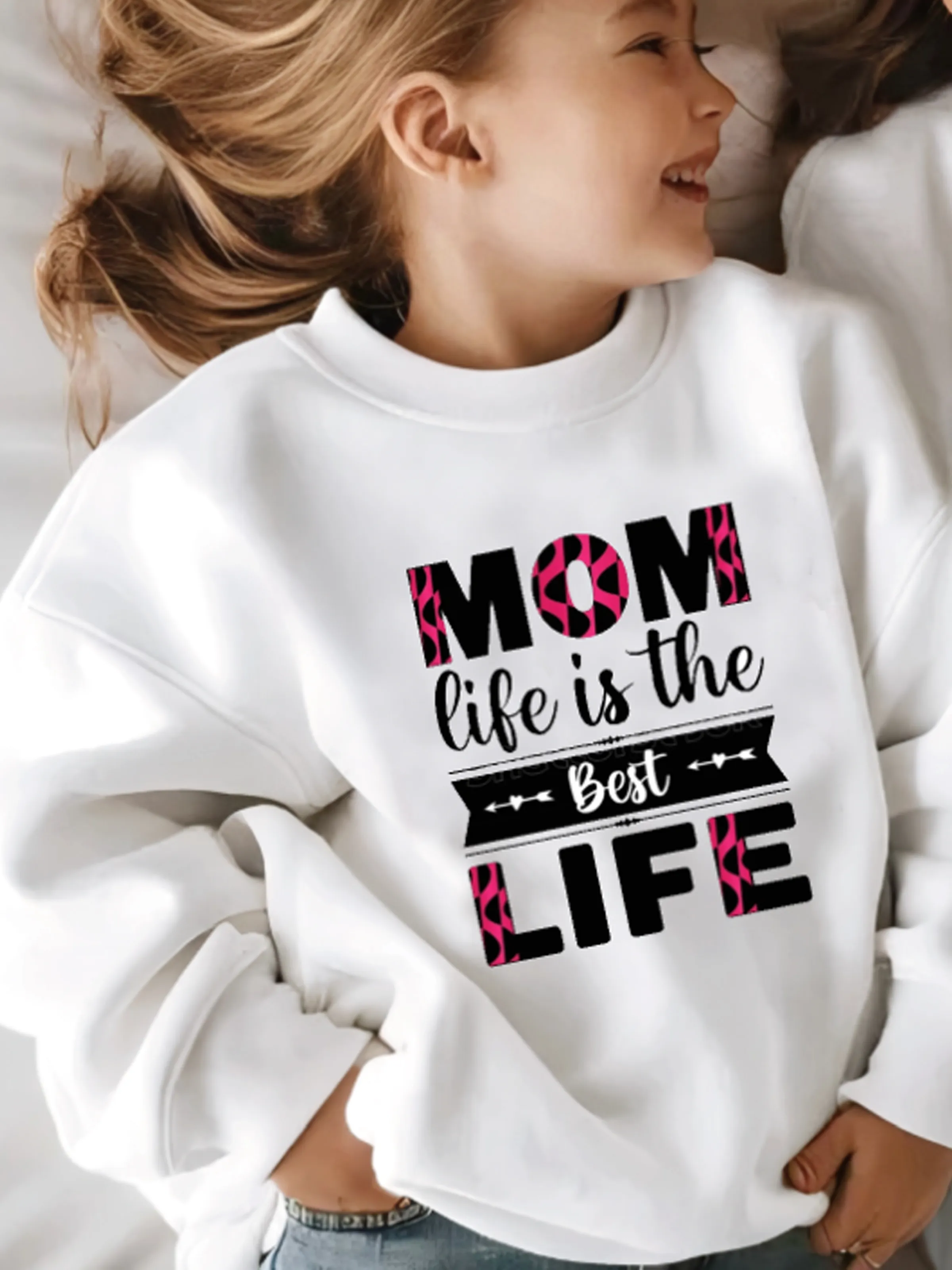 

Toddler/Kid Girl 95% Cotton Letter Print Pullover Sweatshirt