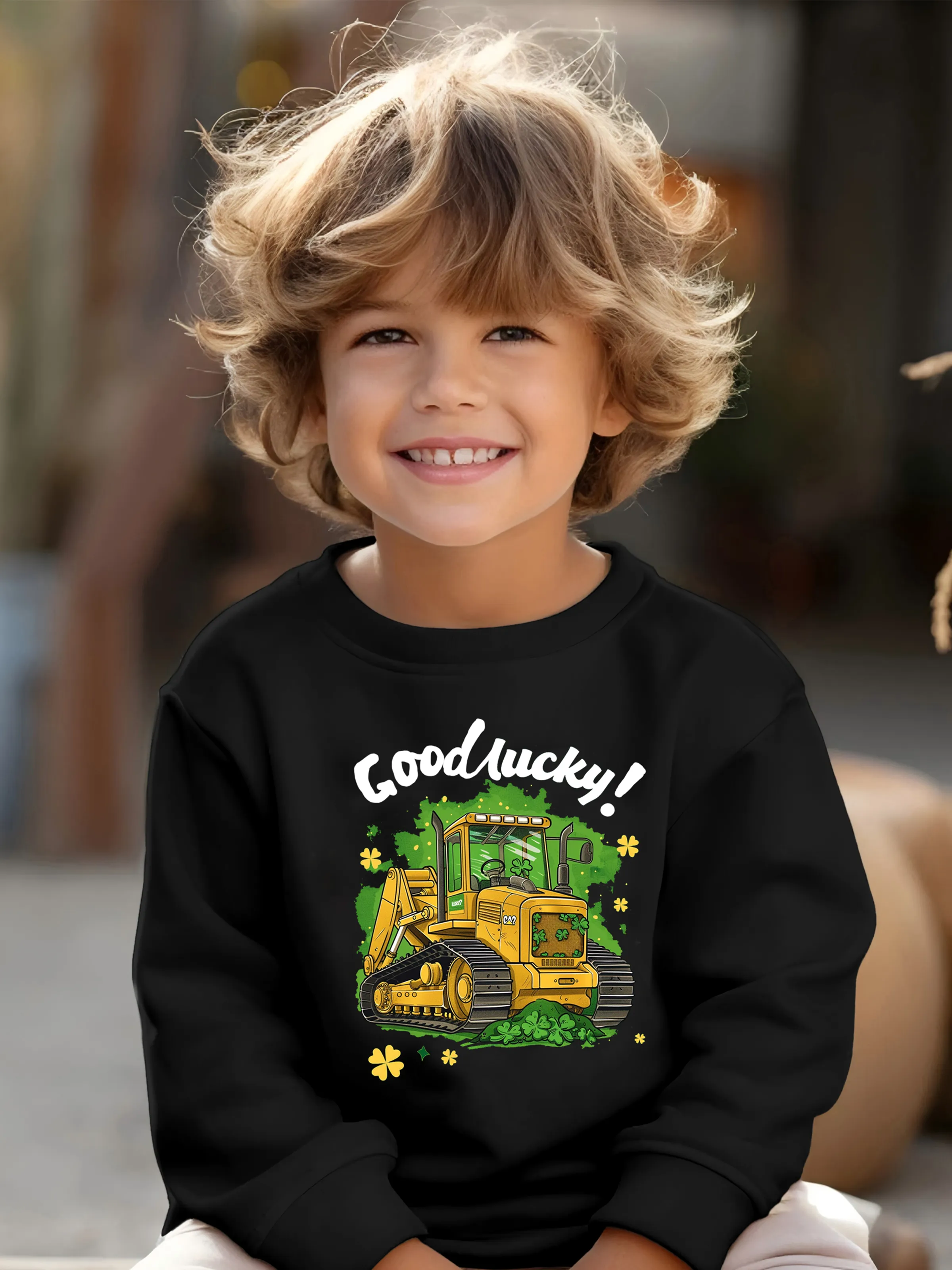 St. Patrick's Day Toddler/Kid Boy Vehicle Print Sweatshirt