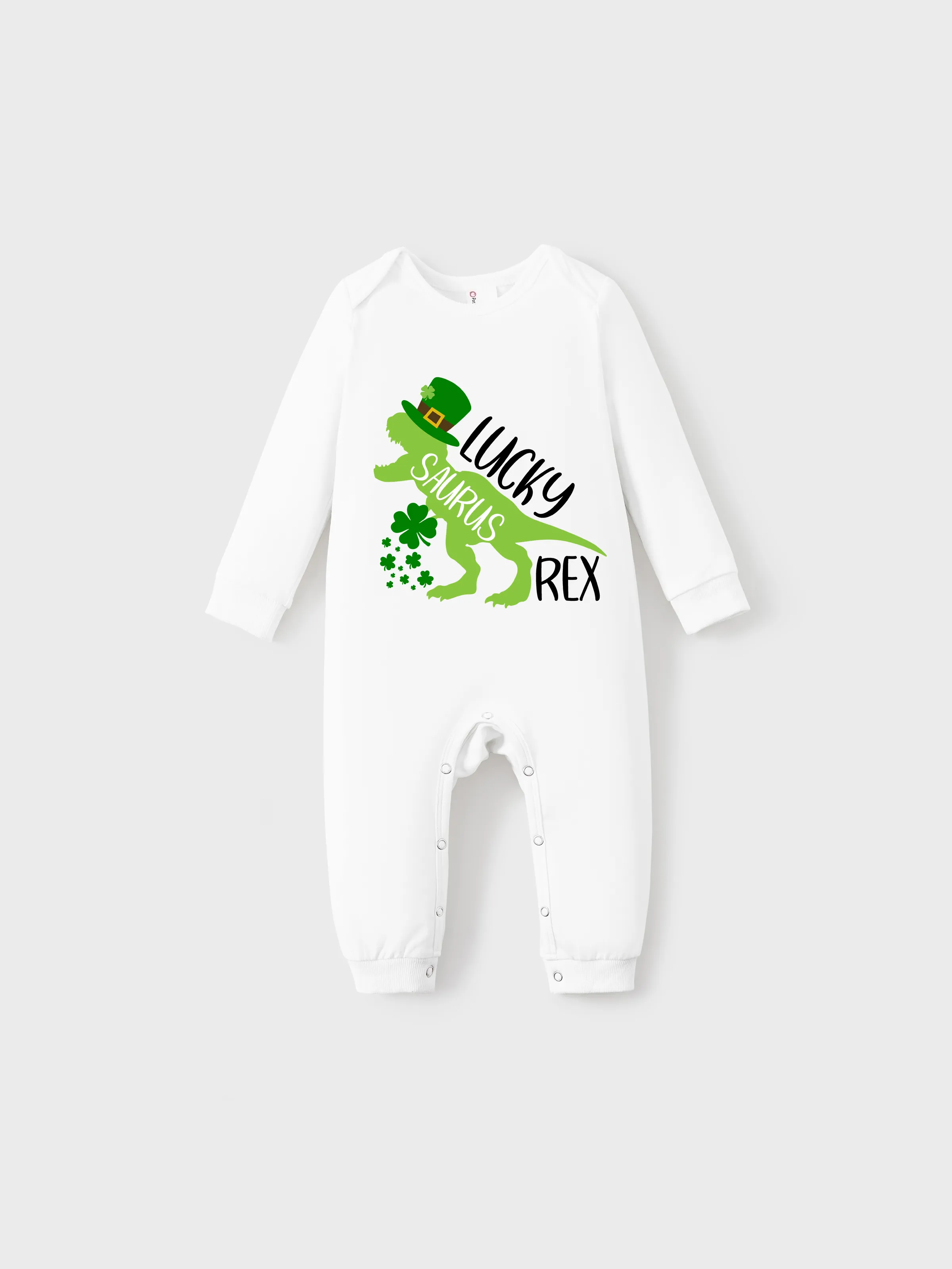 

St. Patrick's Day Baby Boy Dino Print Jumpsuit